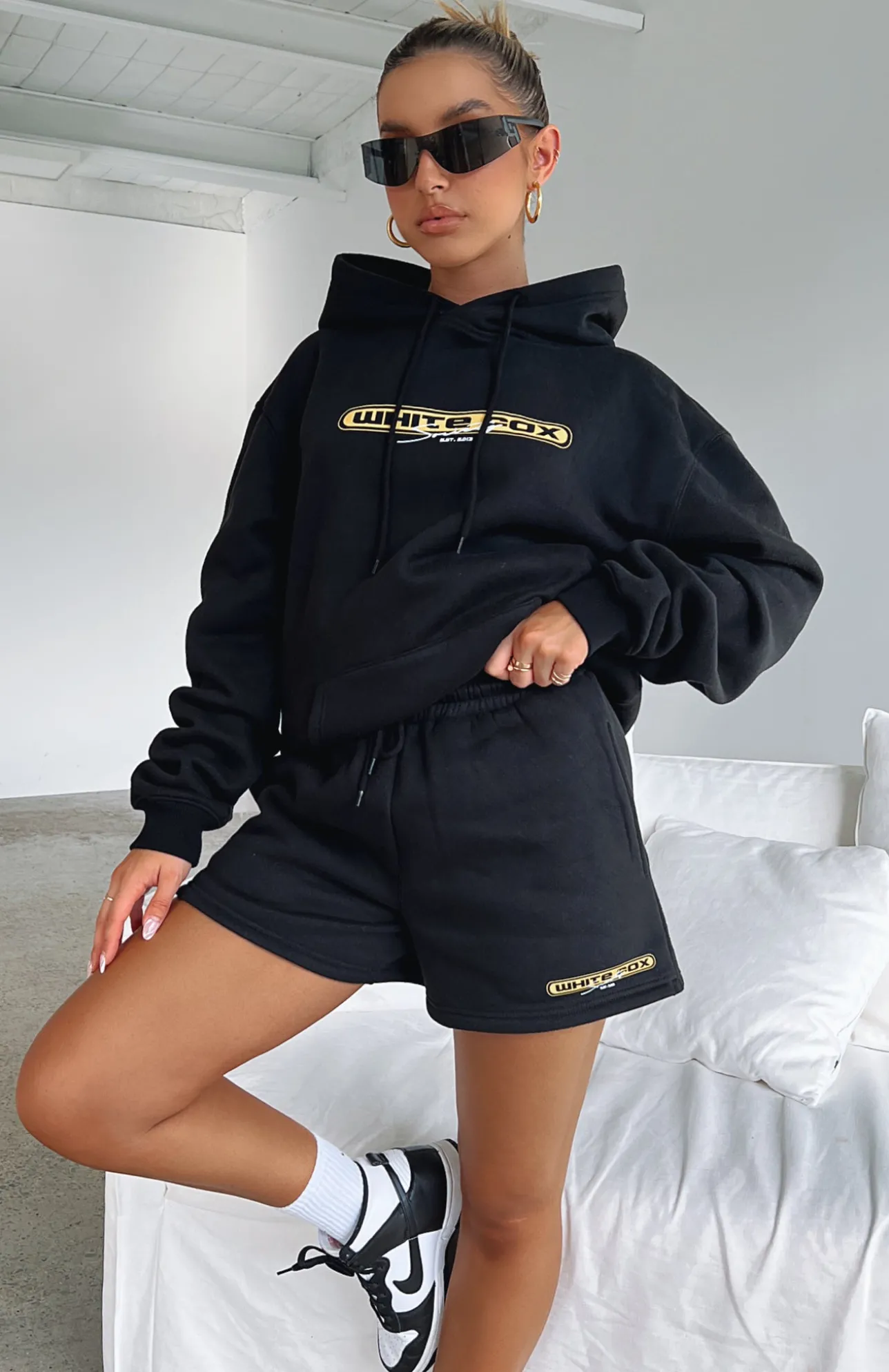 White Fox Boutique So Predictable Lounge Shorts black Sale
