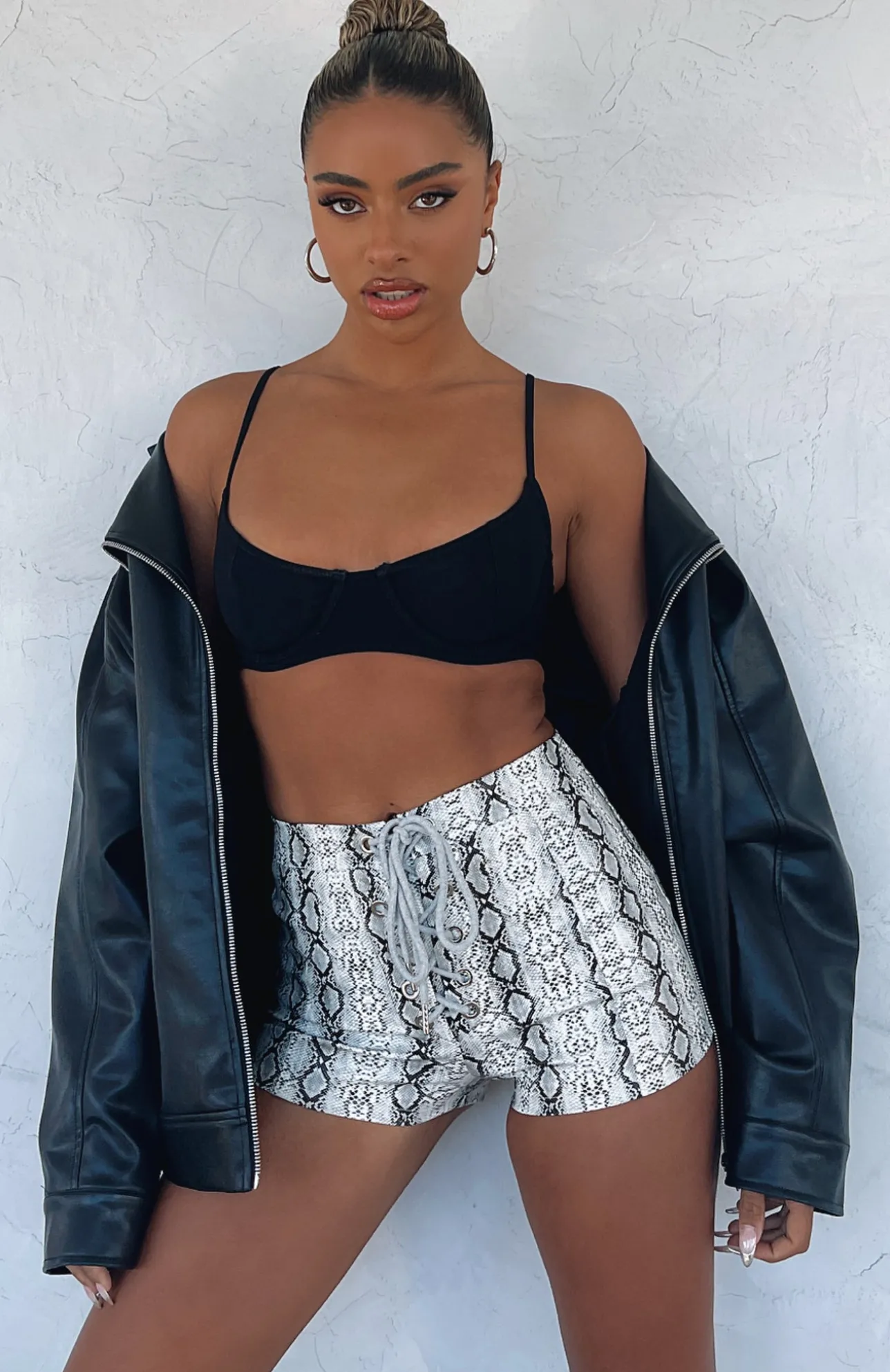 White Fox Boutique Something In The Air Booty Shorts Snake white Fashion