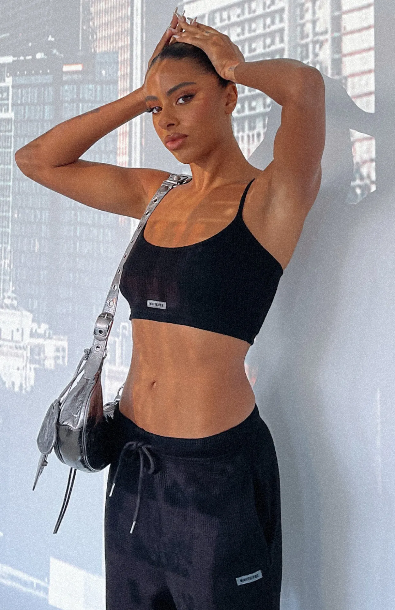 White Fox Boutique Something Special Waffle Crop black Clearance