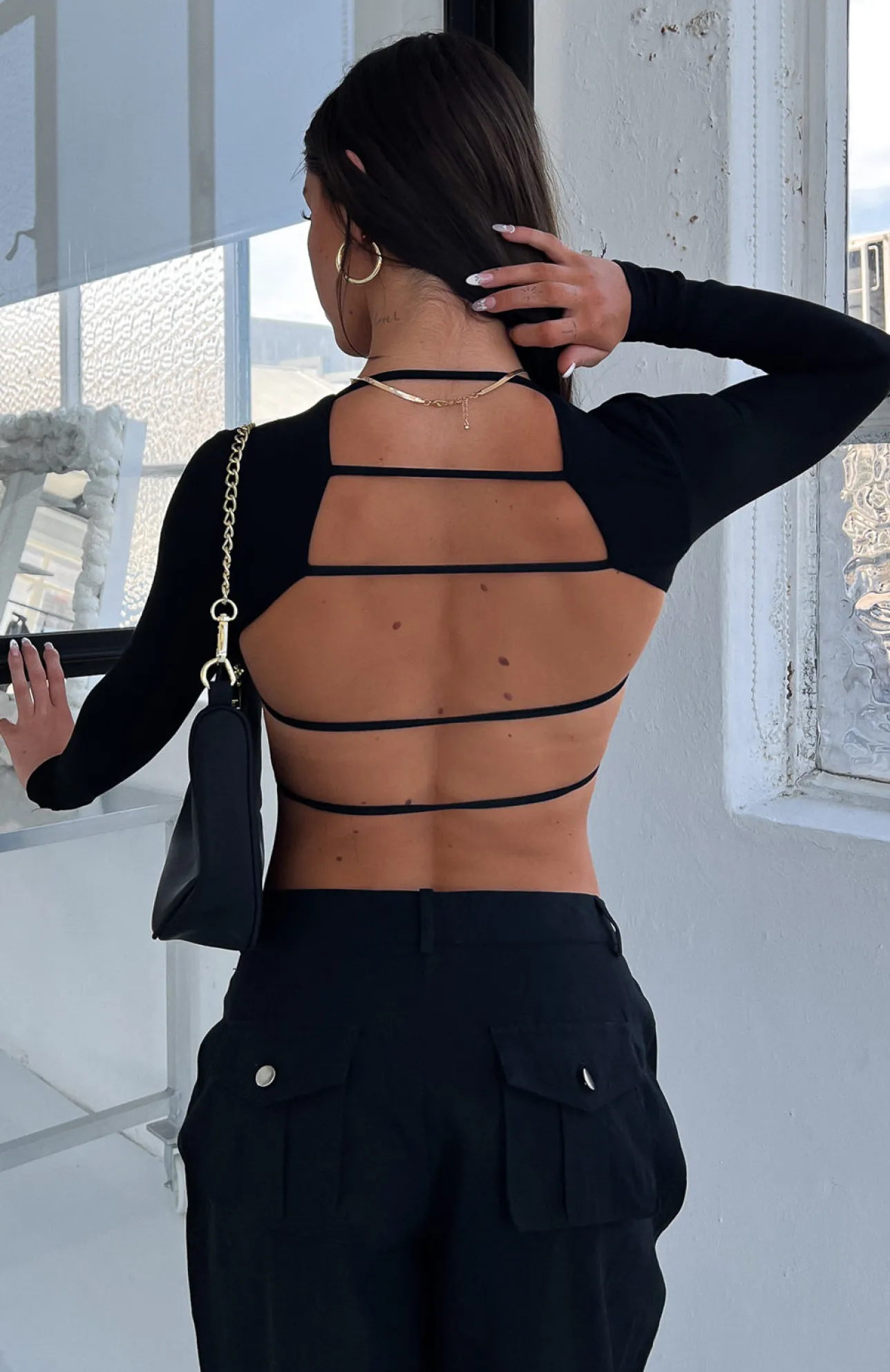 White Fox Boutique Sort It Out Long Sleeve Crop black Flash Sale