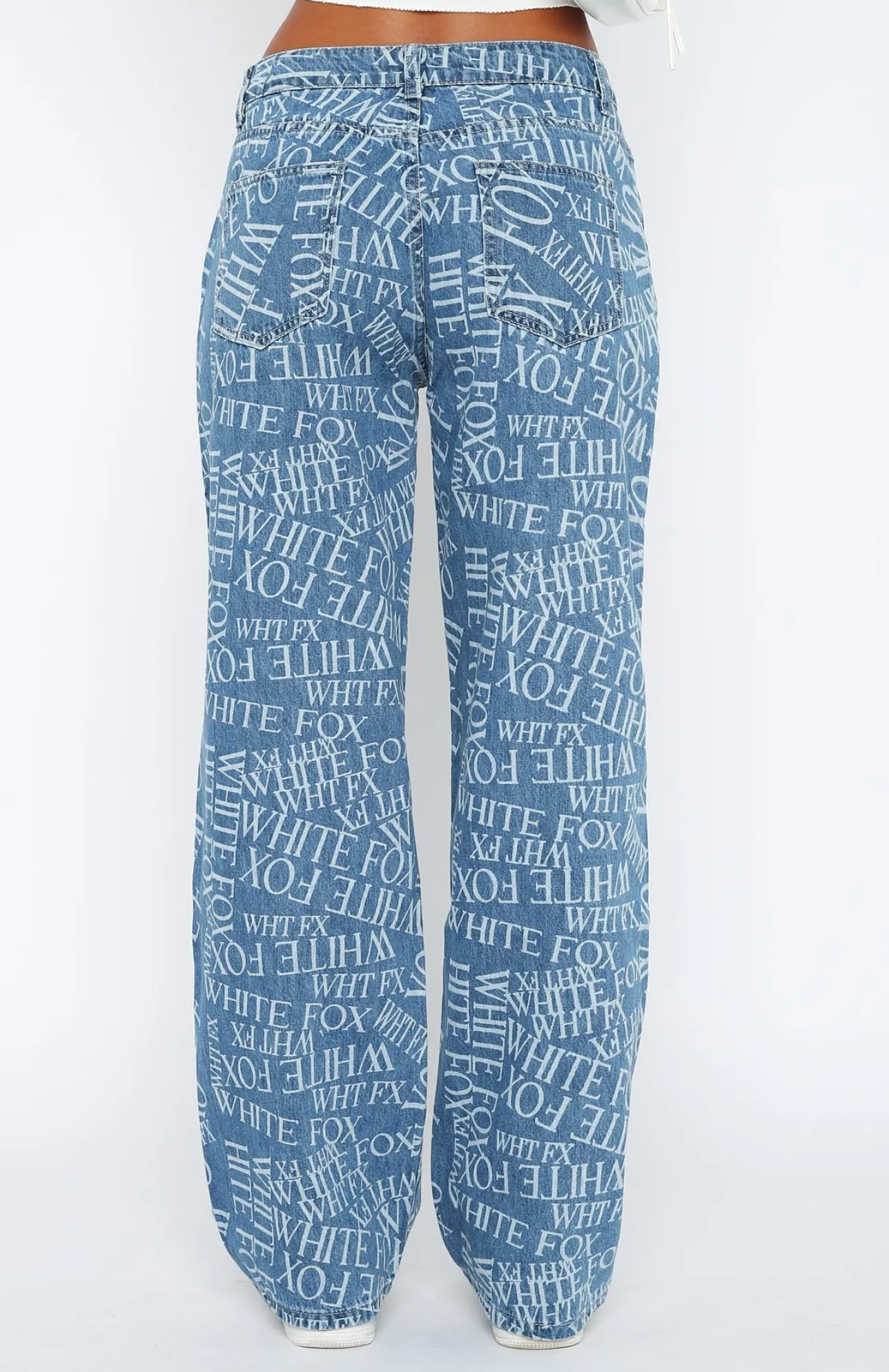 White Fox Boutique Sort Through It Printed Jeans Wash blue Shop