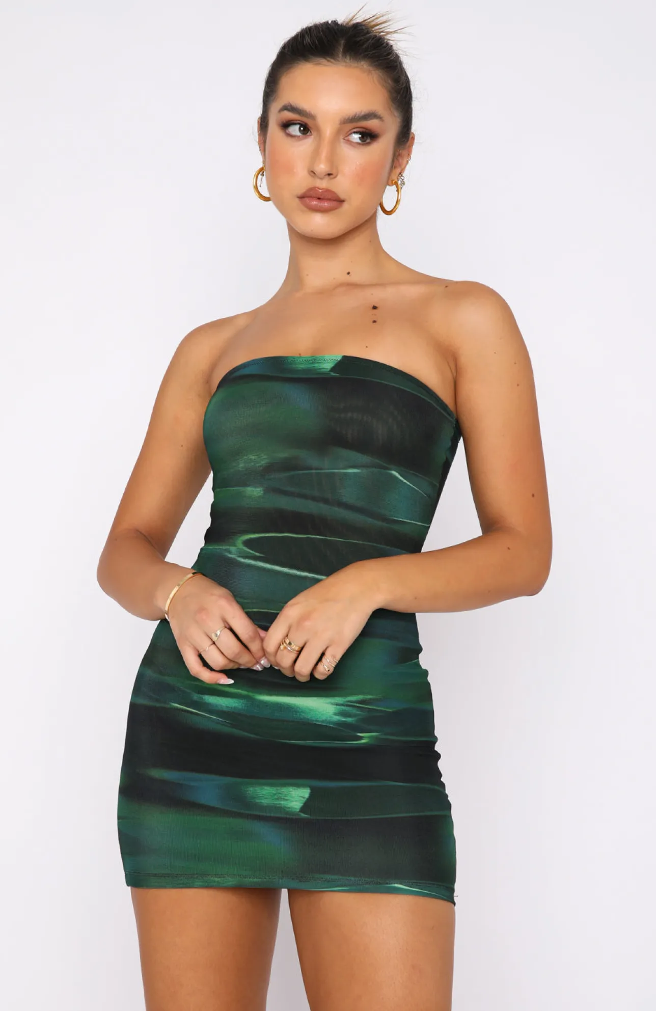White Fox Boutique Spark The Passion Mini Dress Distortion green Outlet