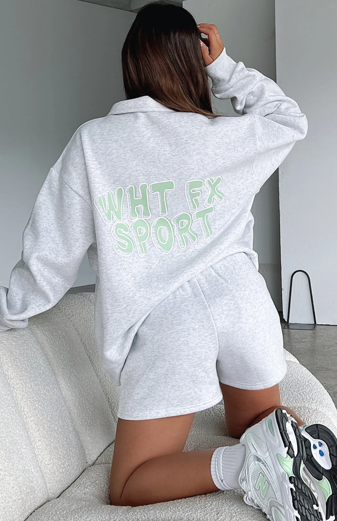 White Fox Boutique Sport Series Zip Front Sweater Marle grey Discount