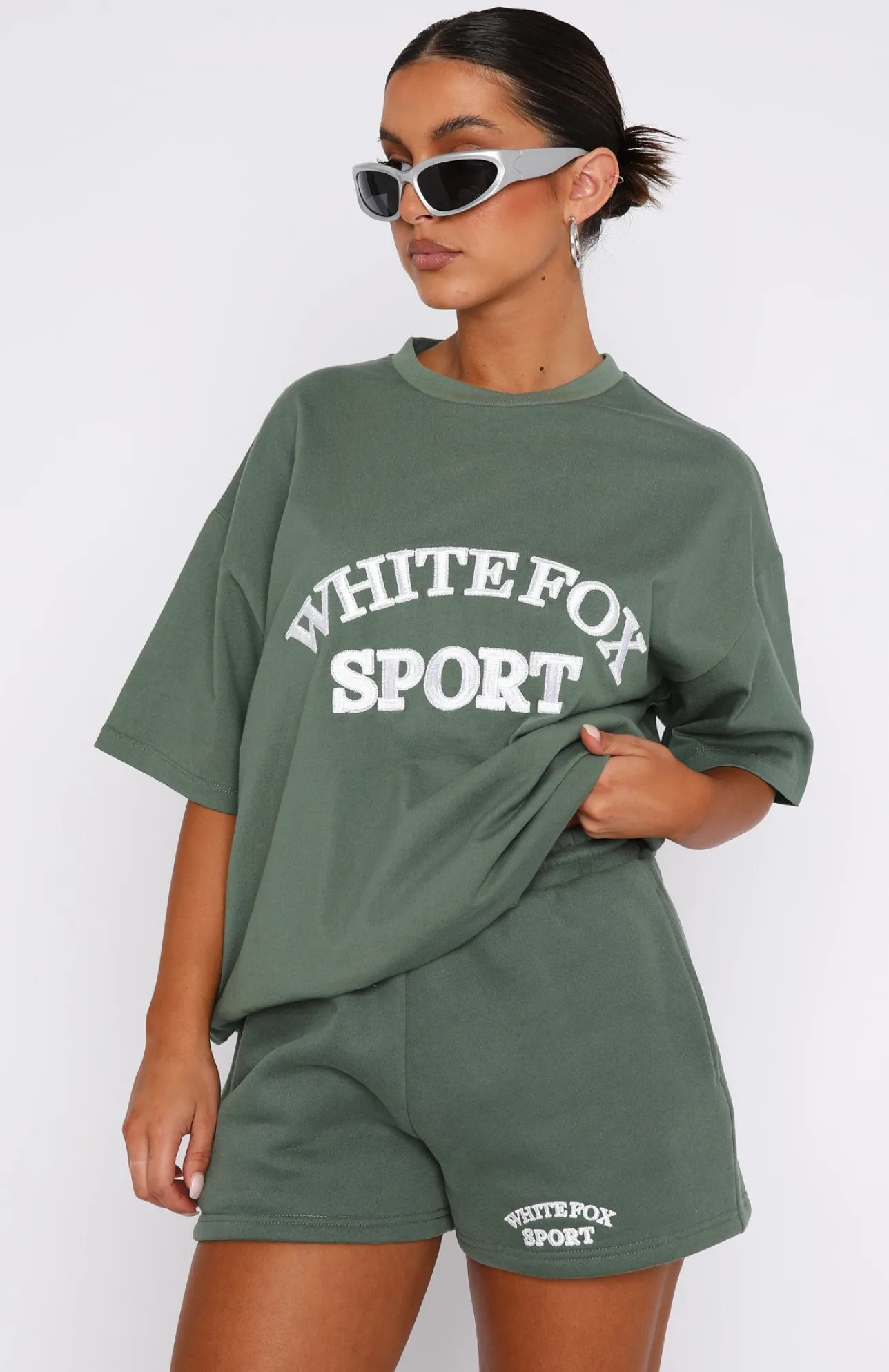 White Fox Boutique Sports Edition Lounge Shorts Dusty Olive green Fashion