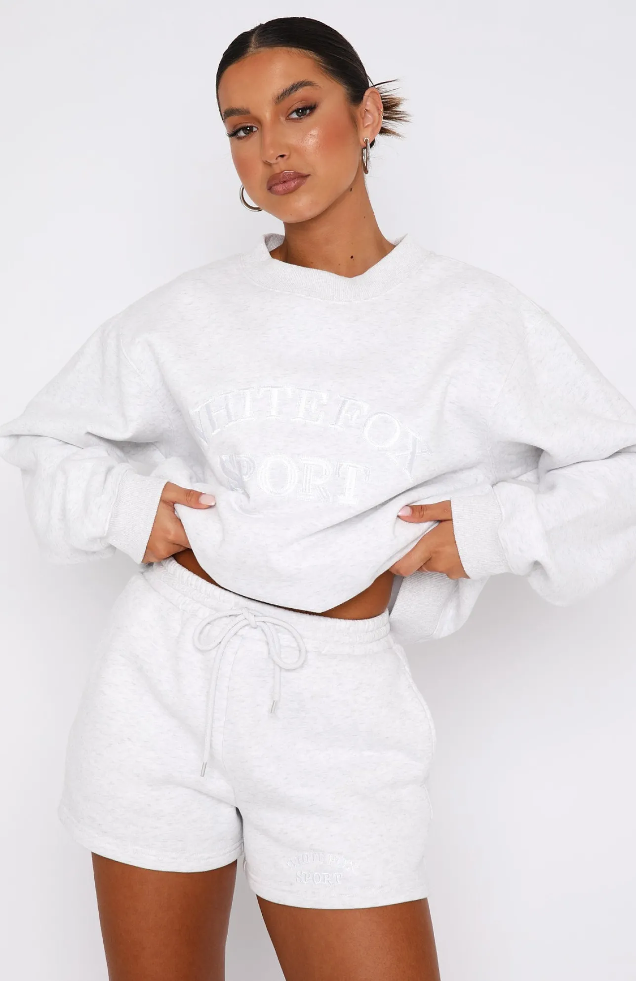 White Fox Boutique Sports Edition Oversized Sweater Marle grey Flash Sale