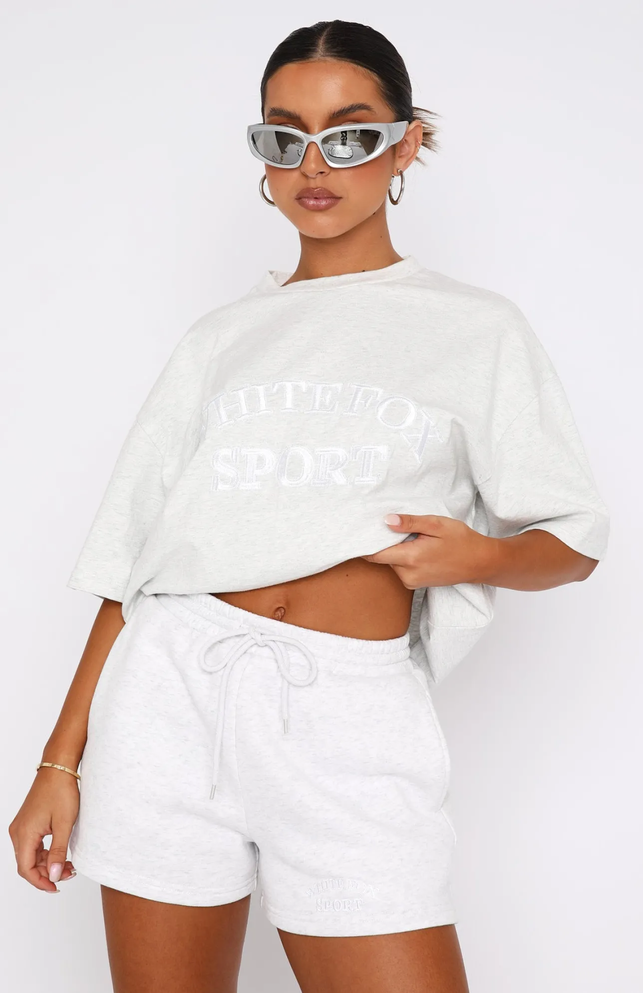 White Fox Boutique Sports Edition Oversized Tee Marle grey Cheap