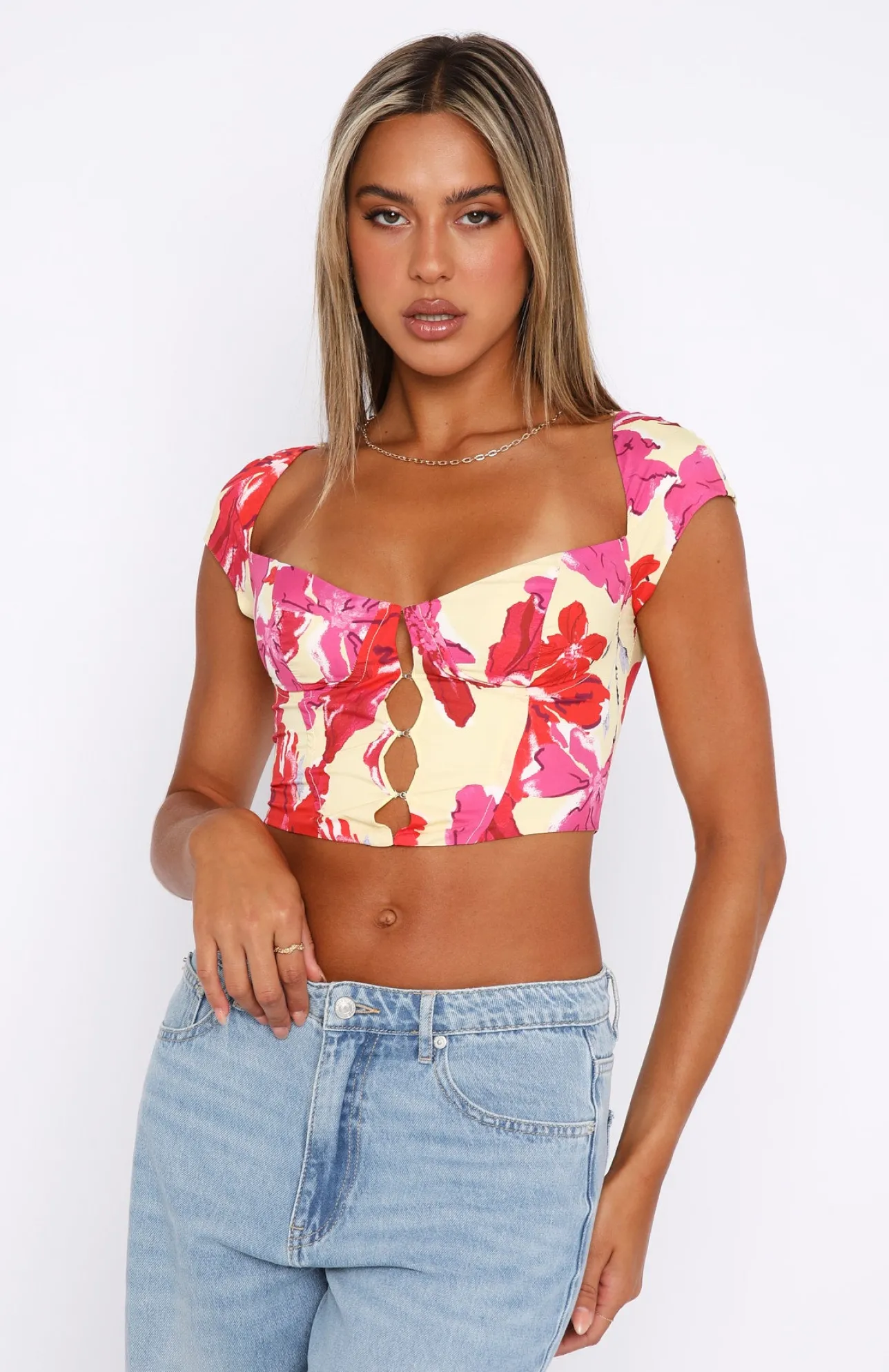 White Fox Boutique Spring Fling Bustier Lemon Wildflower multi Best