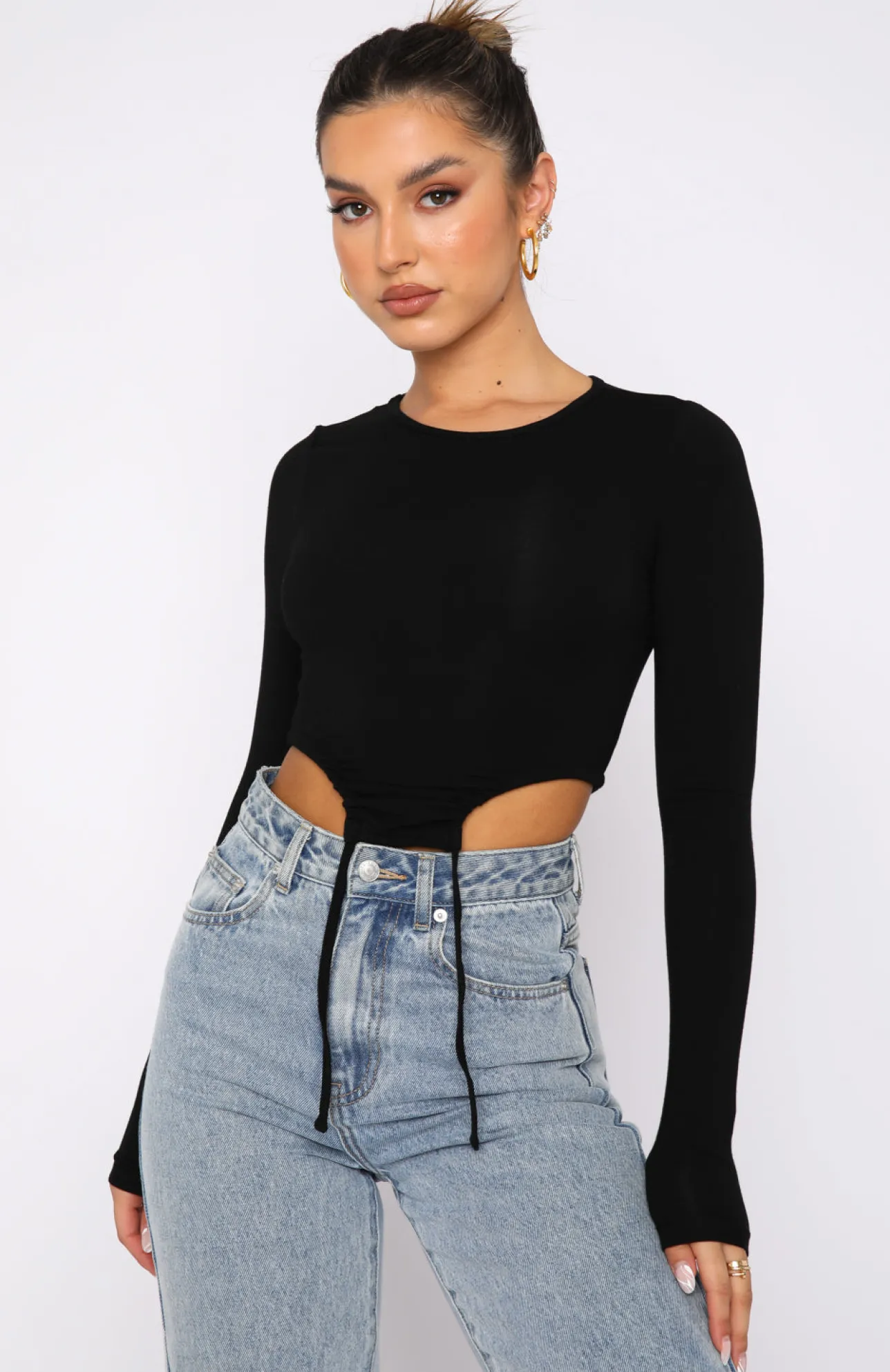 White Fox Boutique Spring Fresh Long Sleeve Top black Best