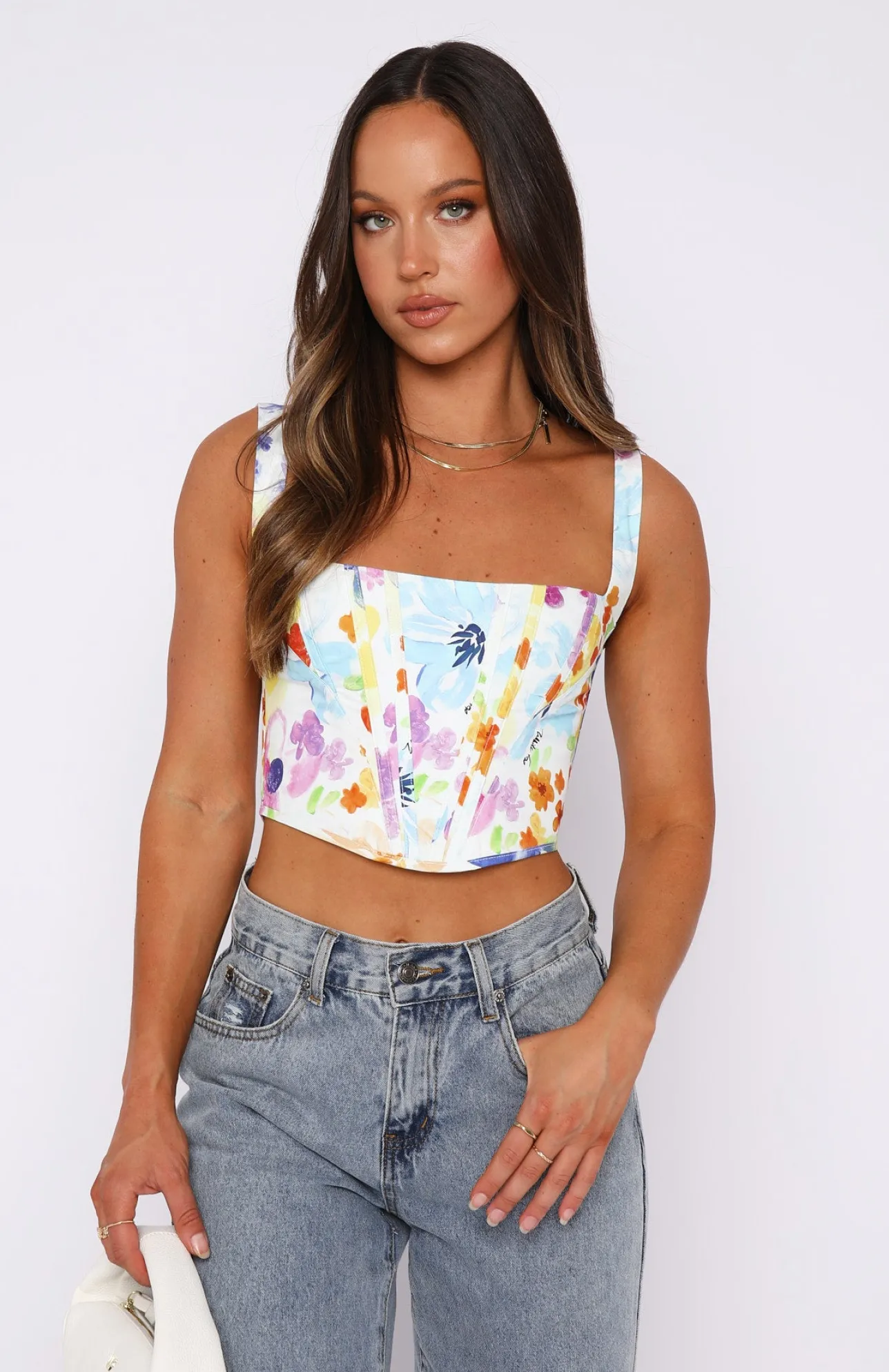 White Fox Boutique Stay Grounded Bustier Summer Bloom multi Hot