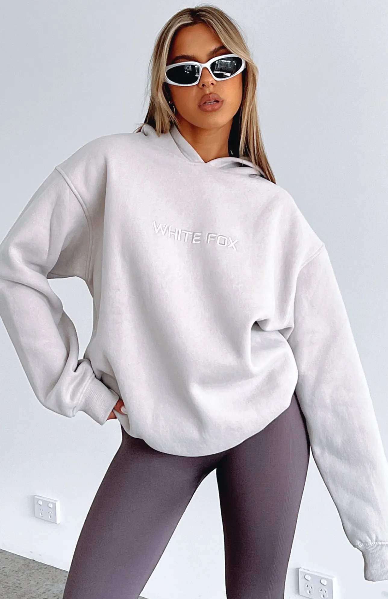 White Fox Boutique Stay Lifted Oversized Hoodie Moon nude Store