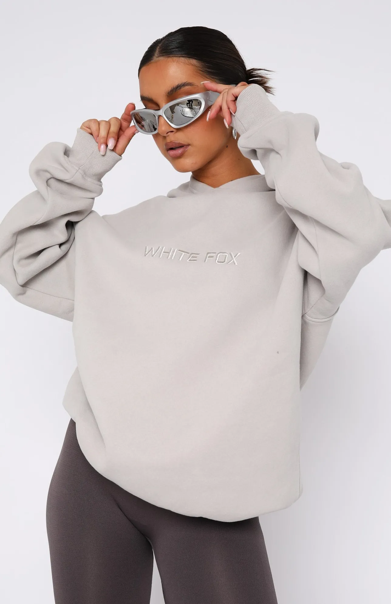 White Fox Boutique Stay Lifted Oversized Hoodie Moon nude Store