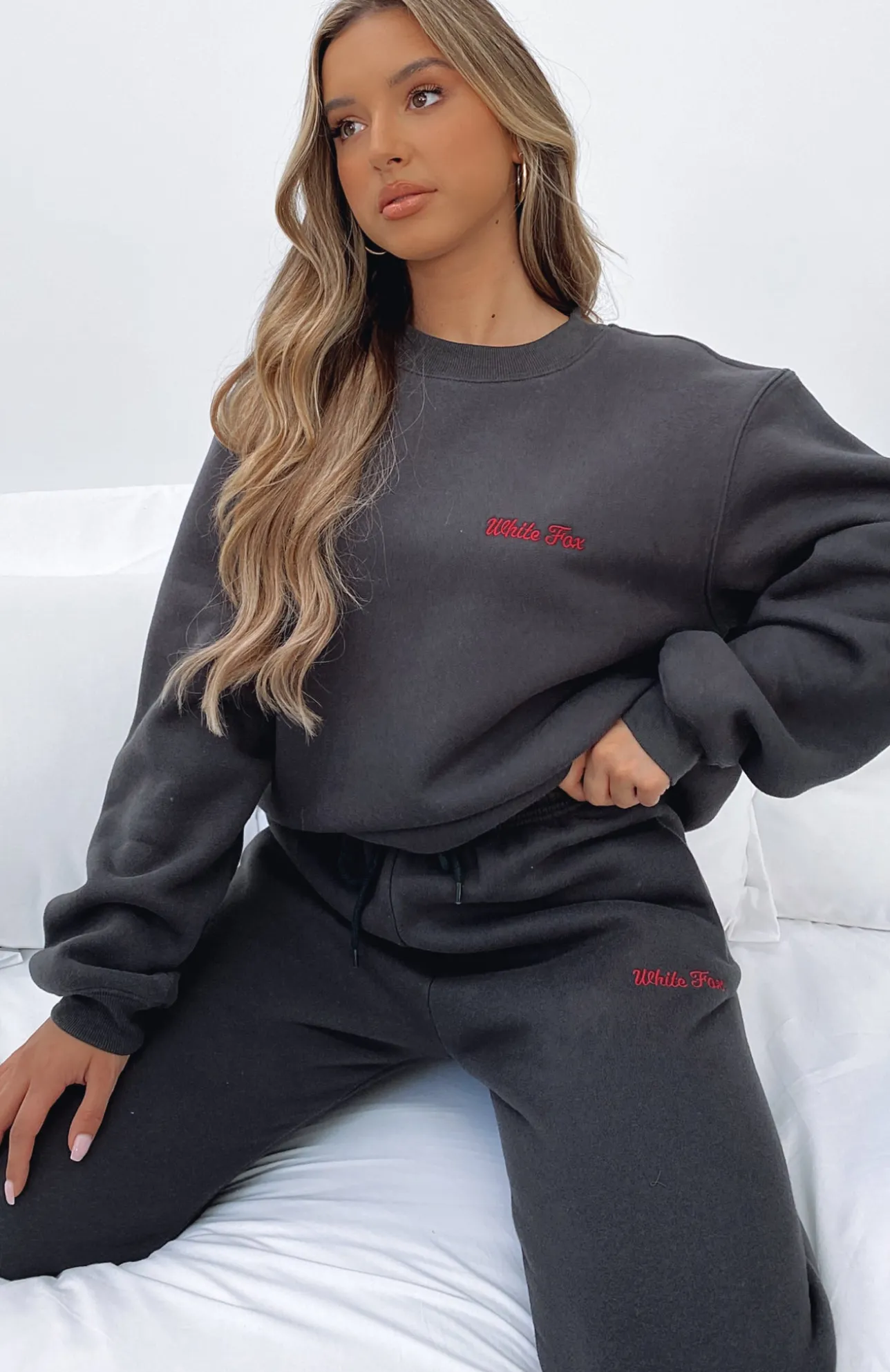 White Fox Boutique Steal Your Heart Oversized Sweater Charcoal grey Sale