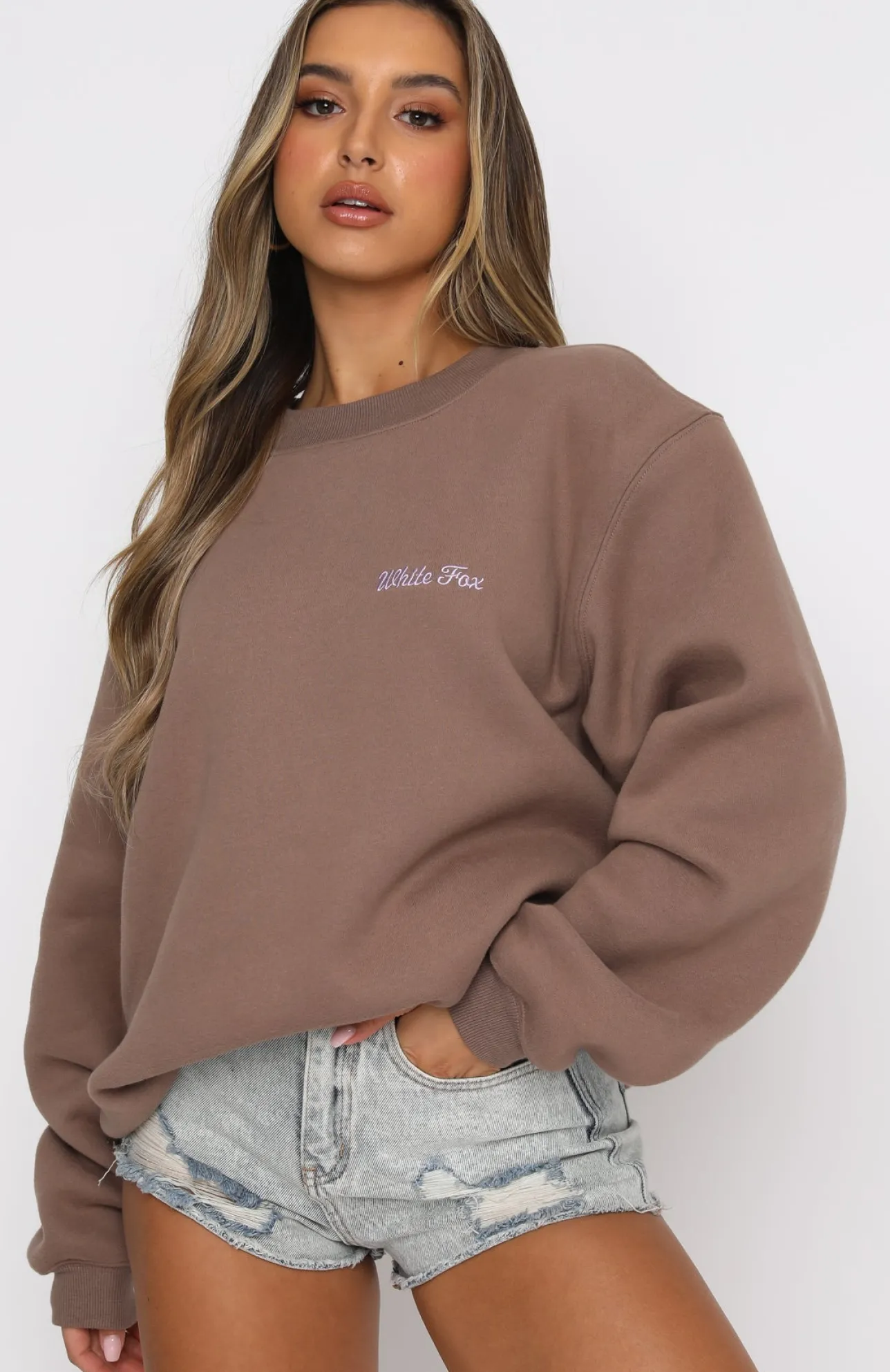 White Fox Boutique Steal Your Heart Oversized Sweater Mocha brown Shop