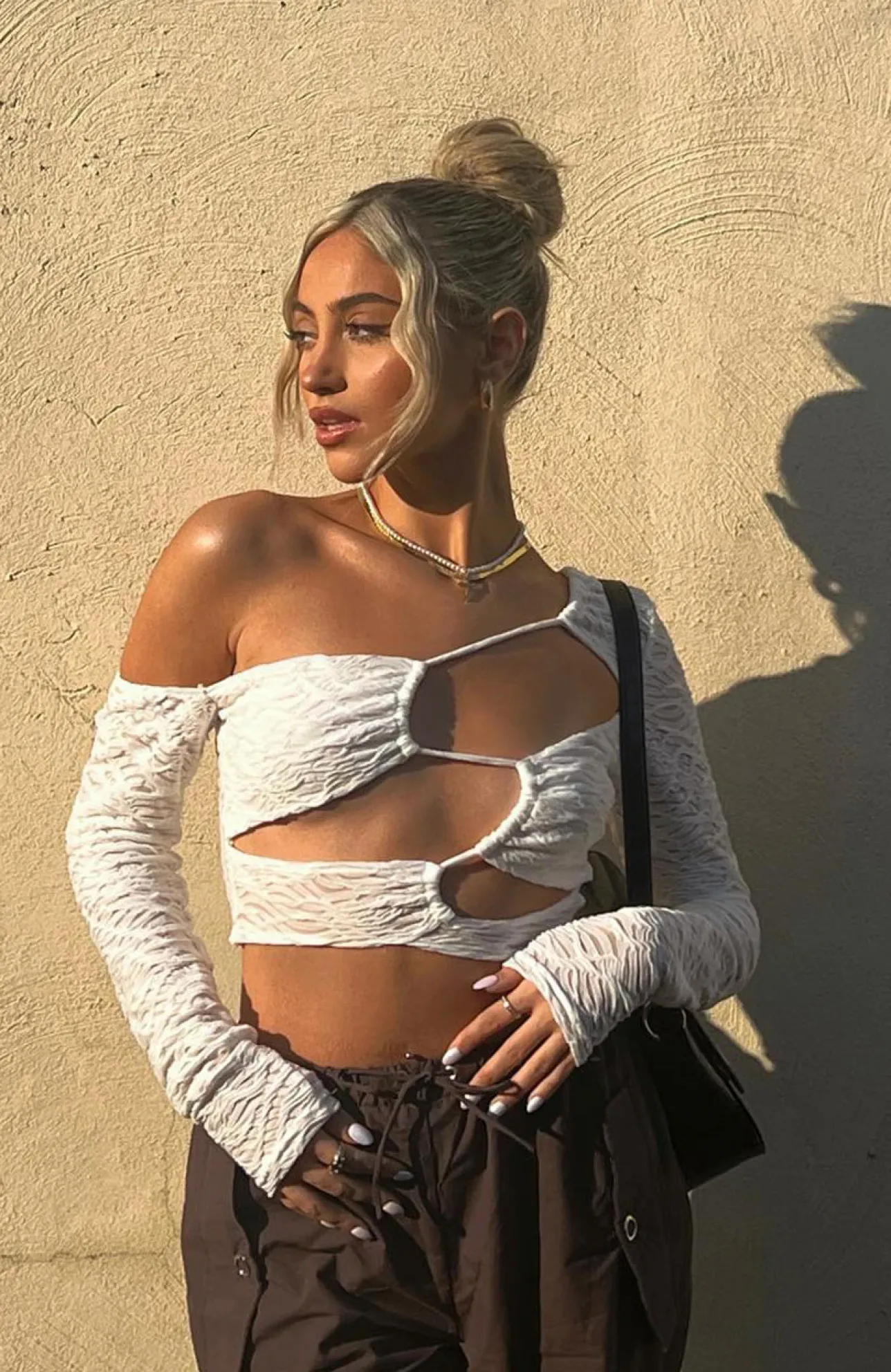 White Fox Boutique Step Aside Long Sleeve Crop white Fashion
