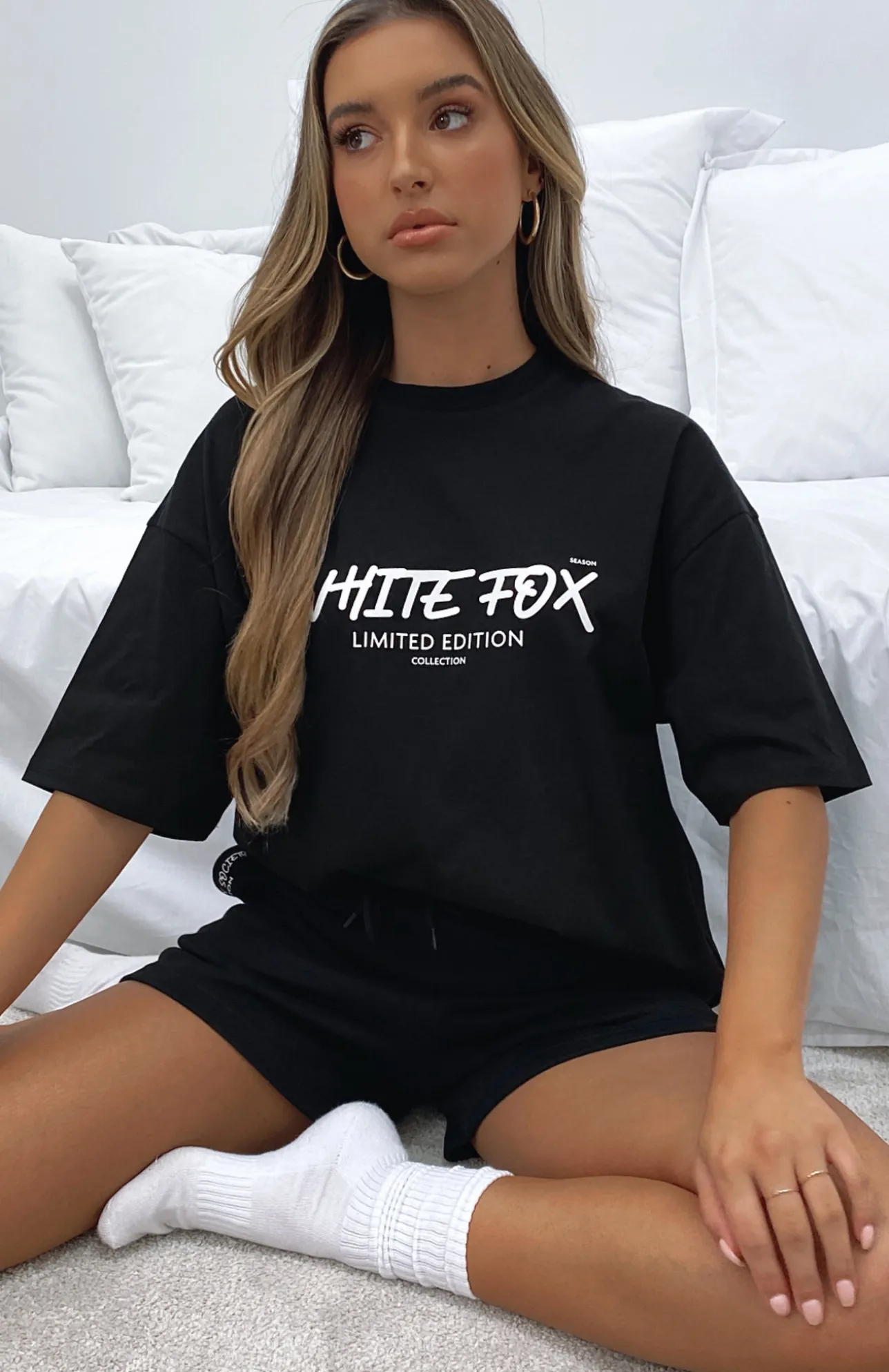 White Fox Boutique Step Back Oversized Tee black Flash Sale