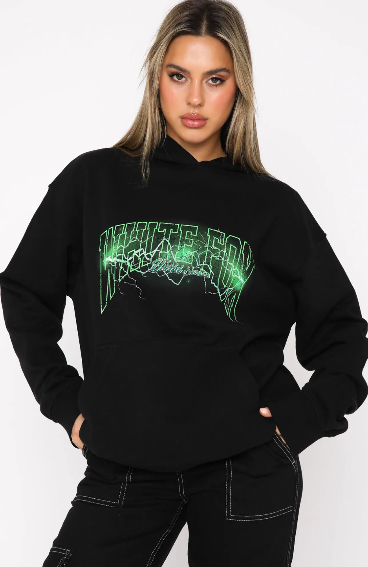 White Fox Boutique Step It Up Hoodie black Store