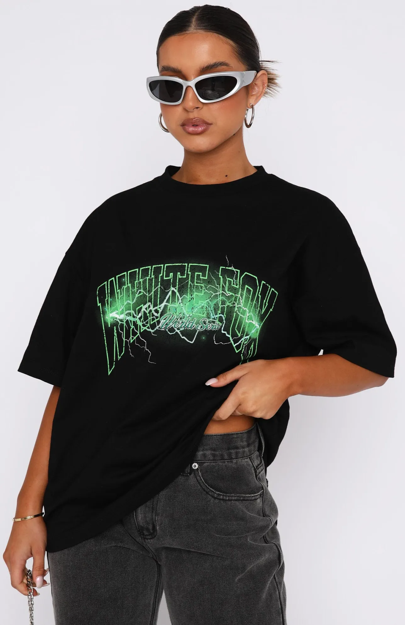 White Fox Boutique Step It Up Oversized Tee black Best