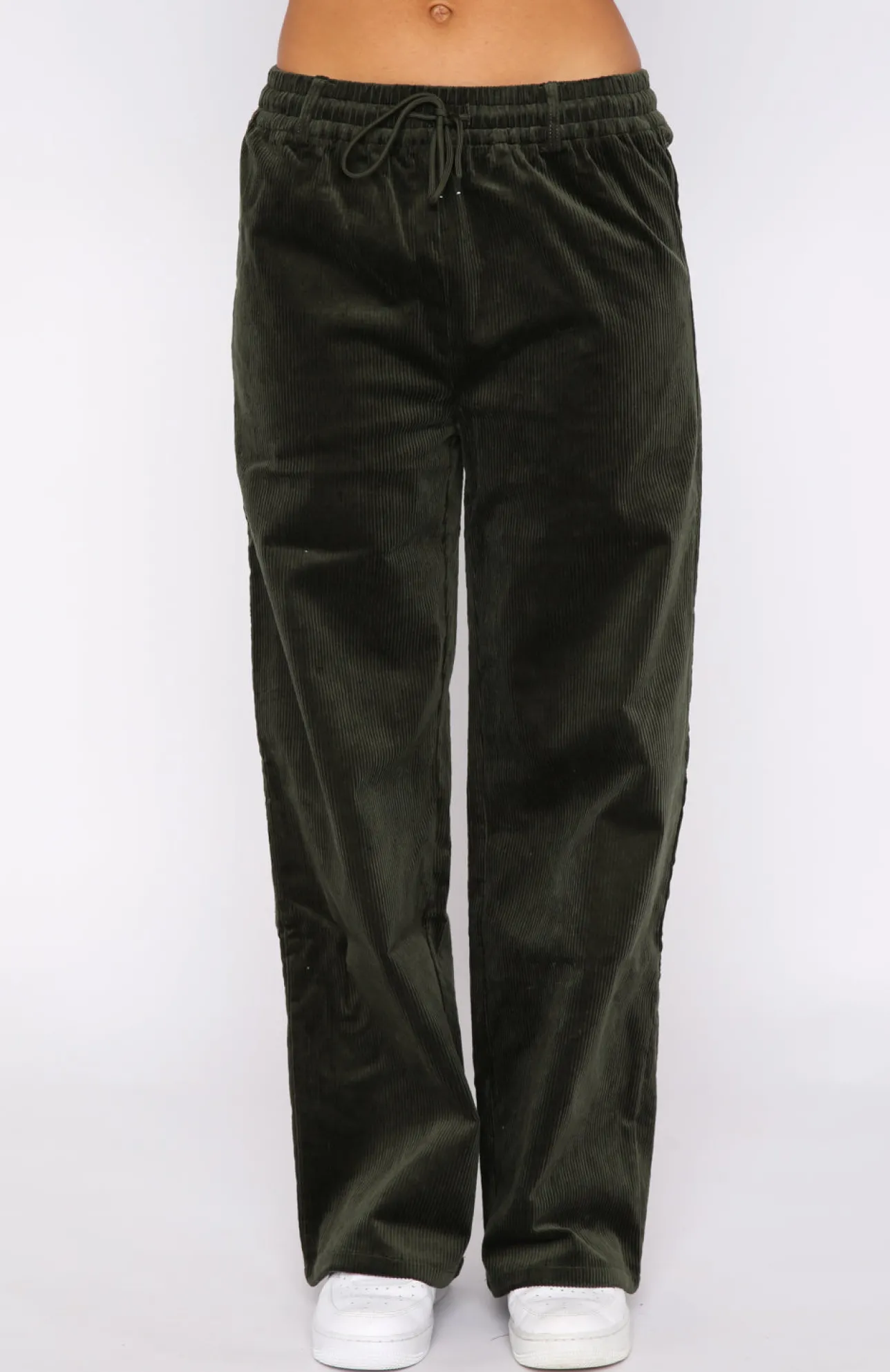 White Fox Boutique Stop Trying Cord Pants Khaki green Best
