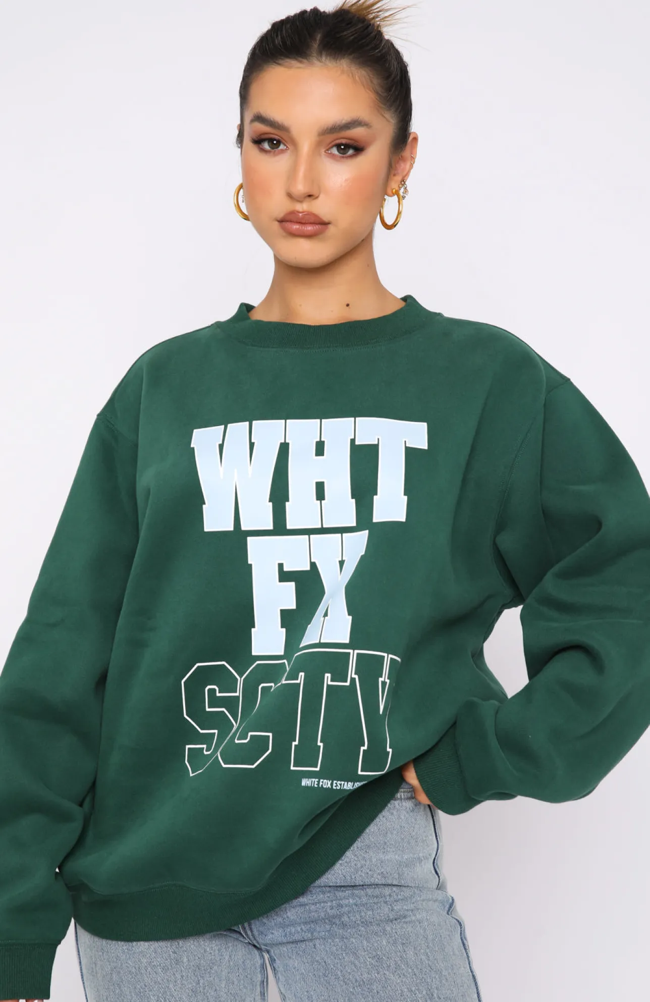 White Fox Boutique Strong Style Sweater Forest green Online