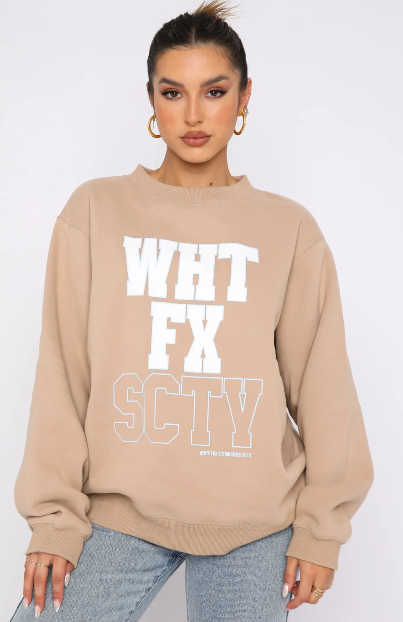 White Fox Boutique Strong Style Sweater Sand nude Best