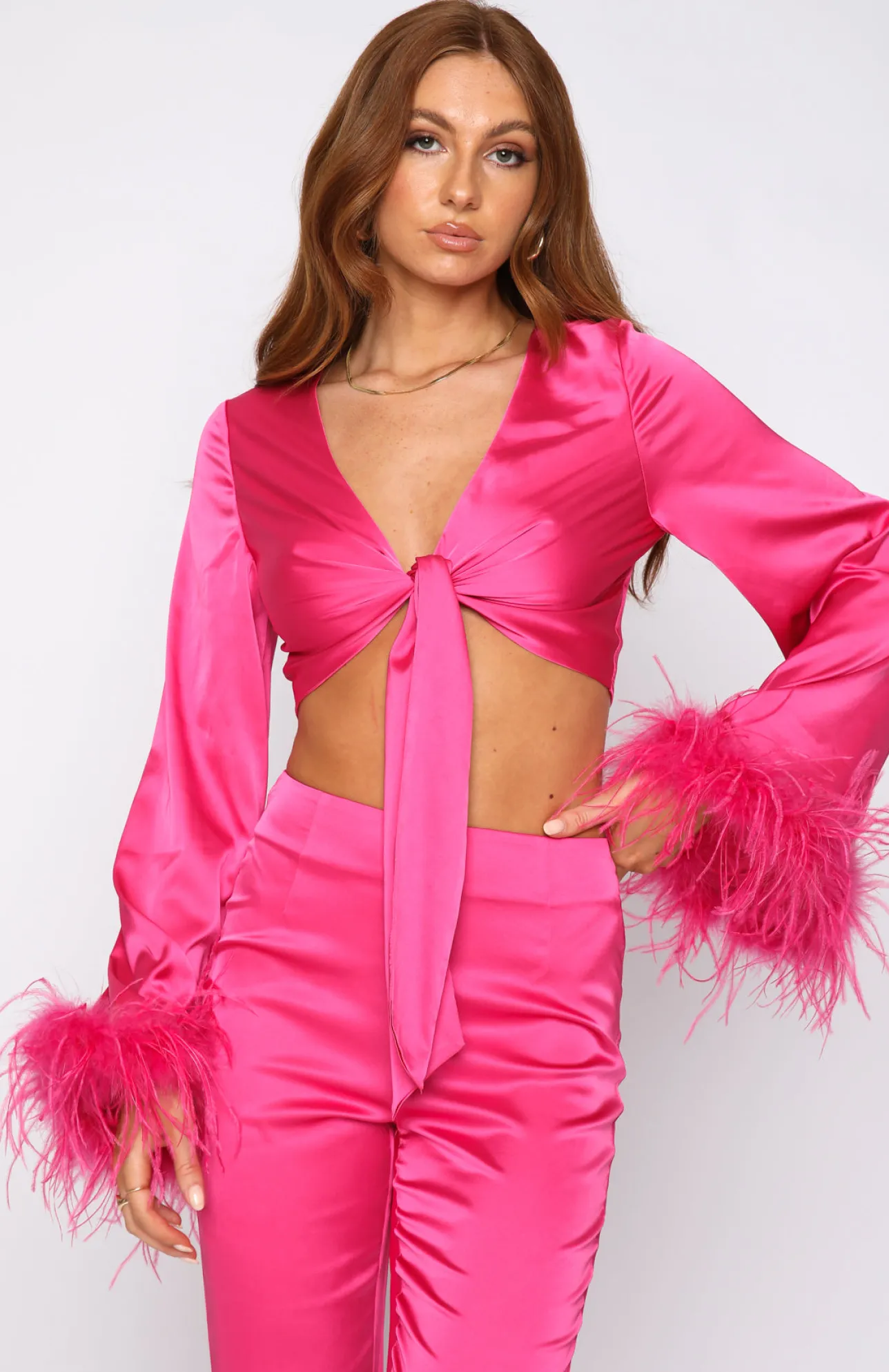 White Fox Boutique Style Sensation Crop Hot pink Best Sale