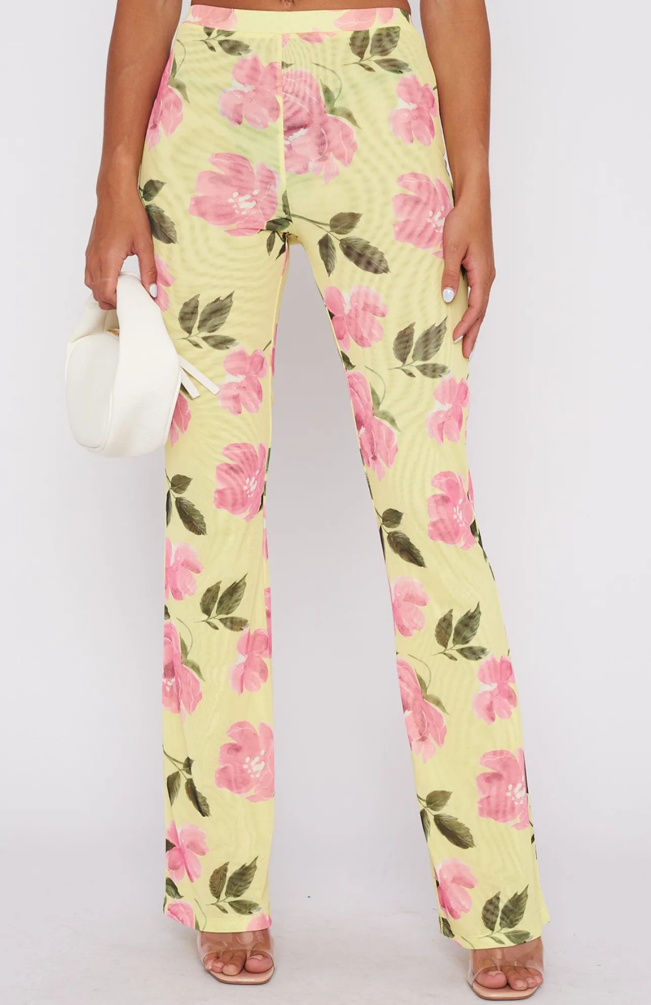 White Fox Boutique Summer In The City Pants Lemon Rose yellow Clearance