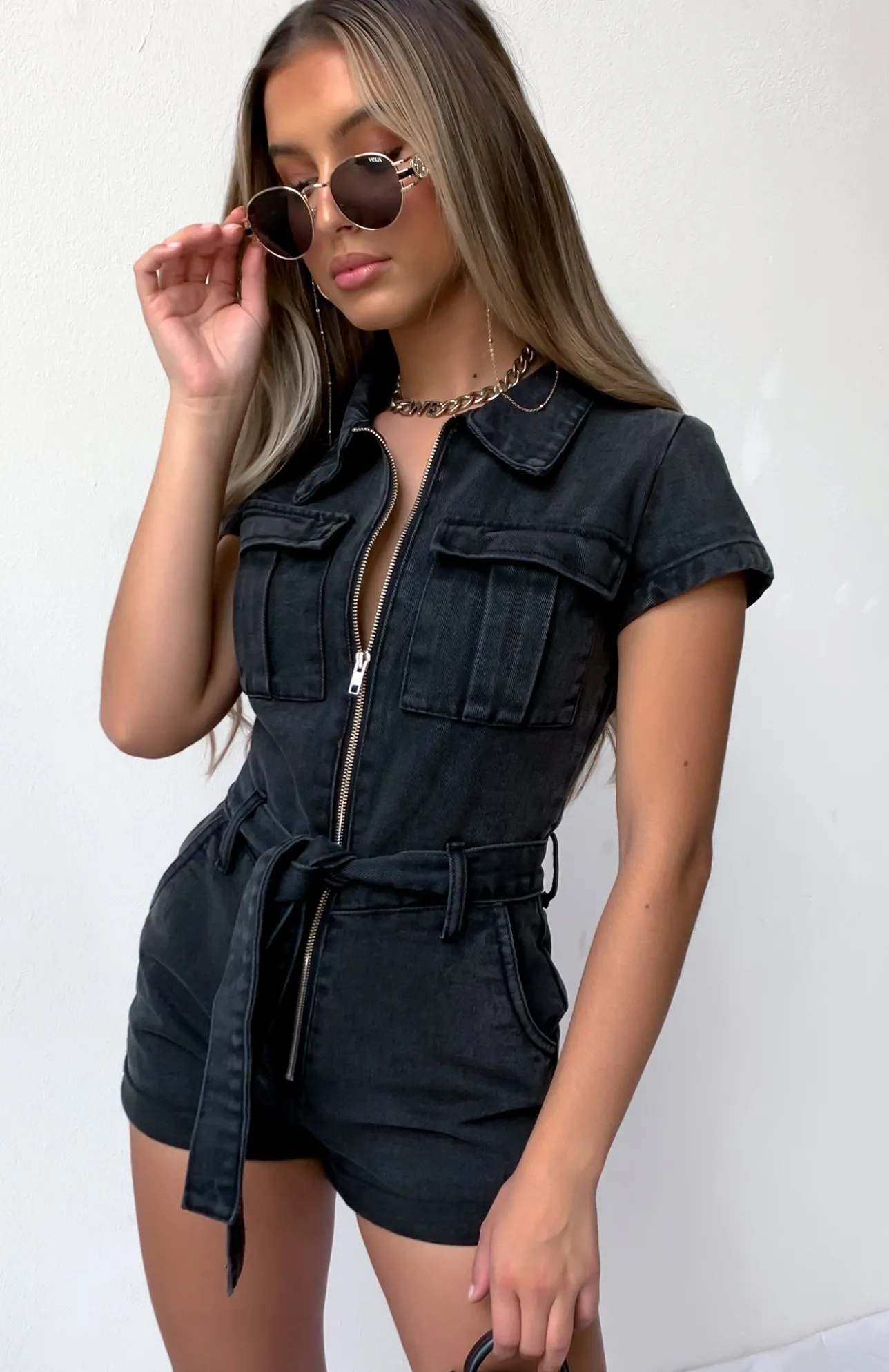 White Fox Boutique Summer Of Love Playsuit Acid black Best Sale