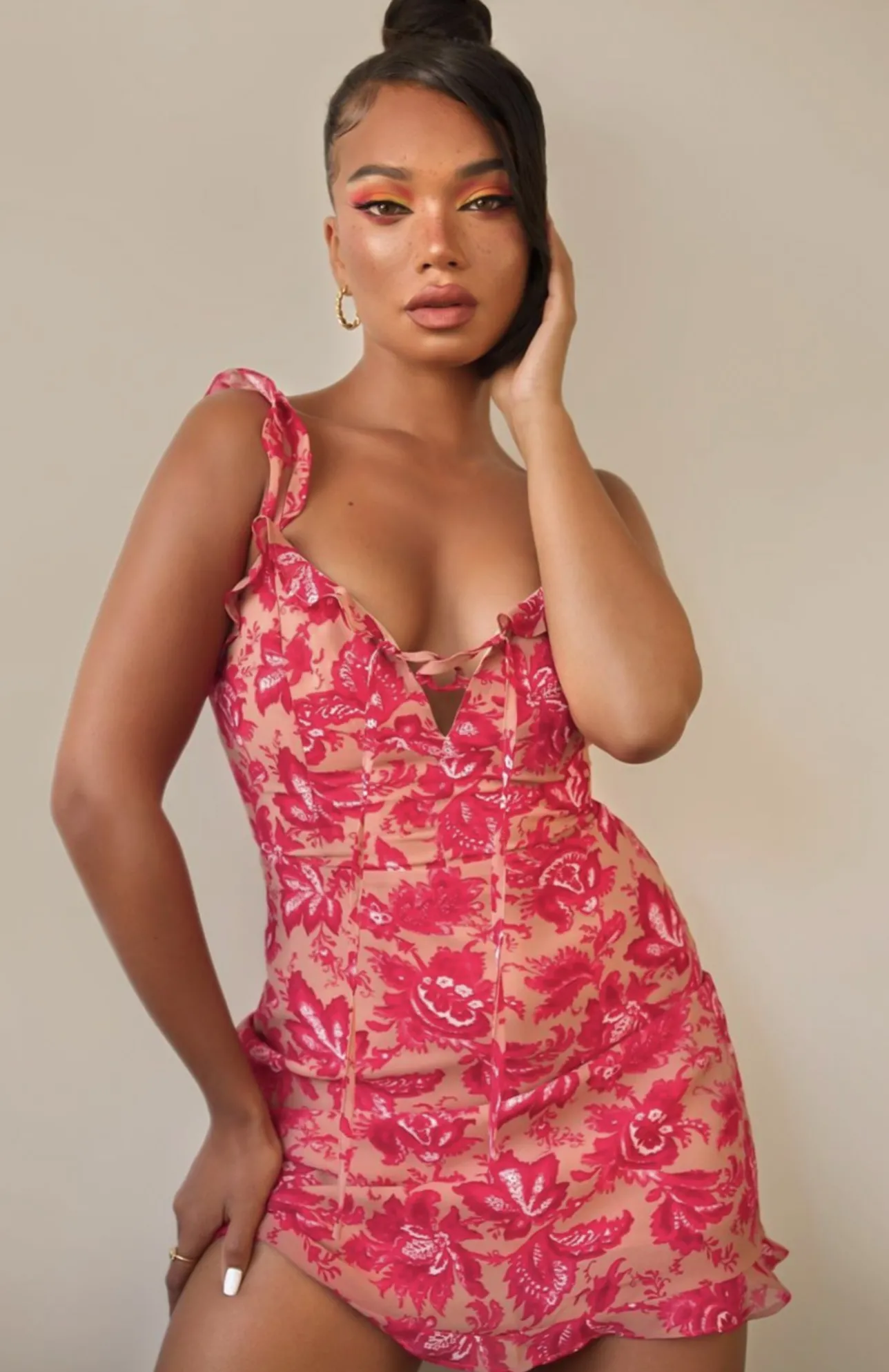 White Fox Boutique Sweet Fling Mini Dress Fuchsia Print pink Flash Sale