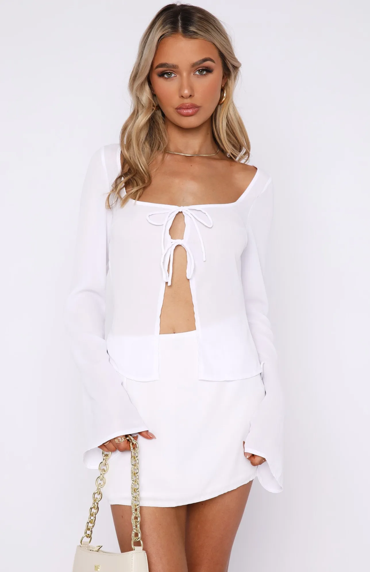 White Fox Boutique Sweet Secrets Long Sleeve Top white Outlet