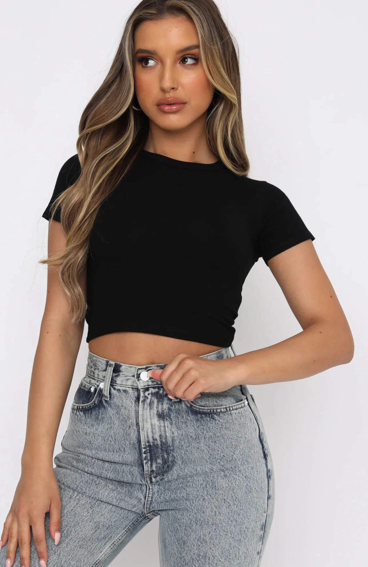 White Fox Boutique Switching Sides Crop black Store