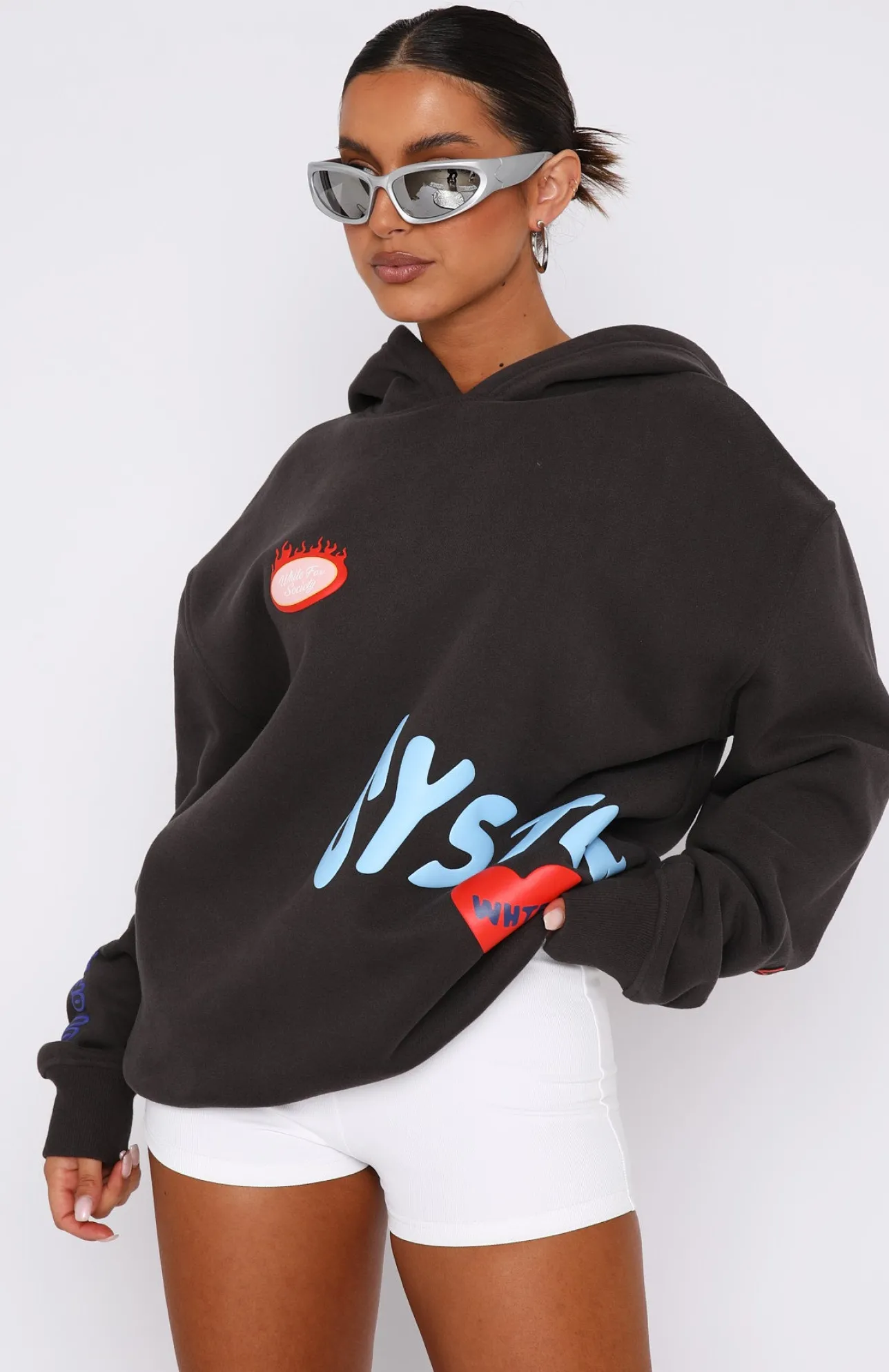 White Fox Boutique System Overload Oversized Hoodie Charcoal grey Store