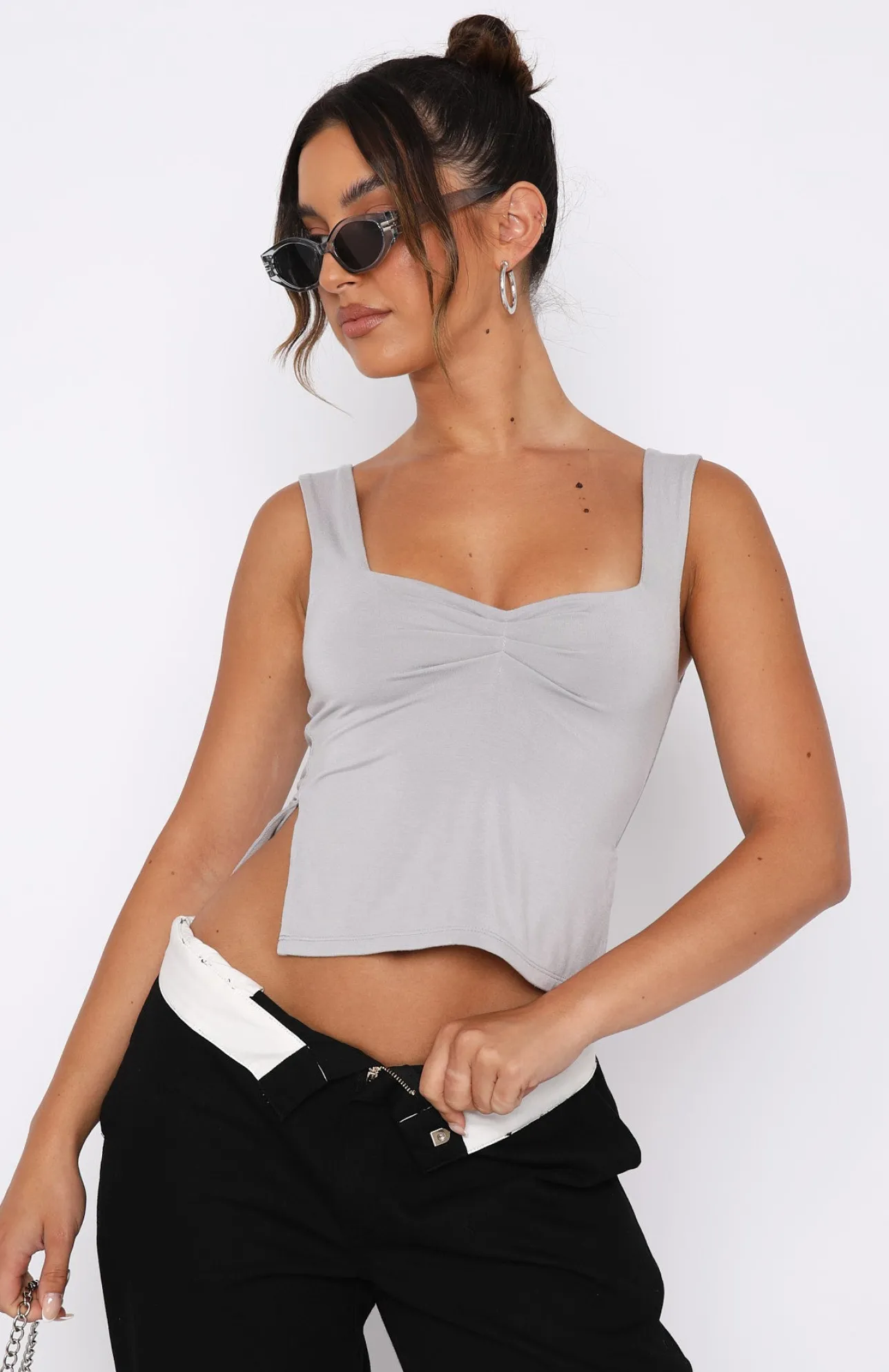 White Fox Boutique Taking Off Top Mist grey Outlet