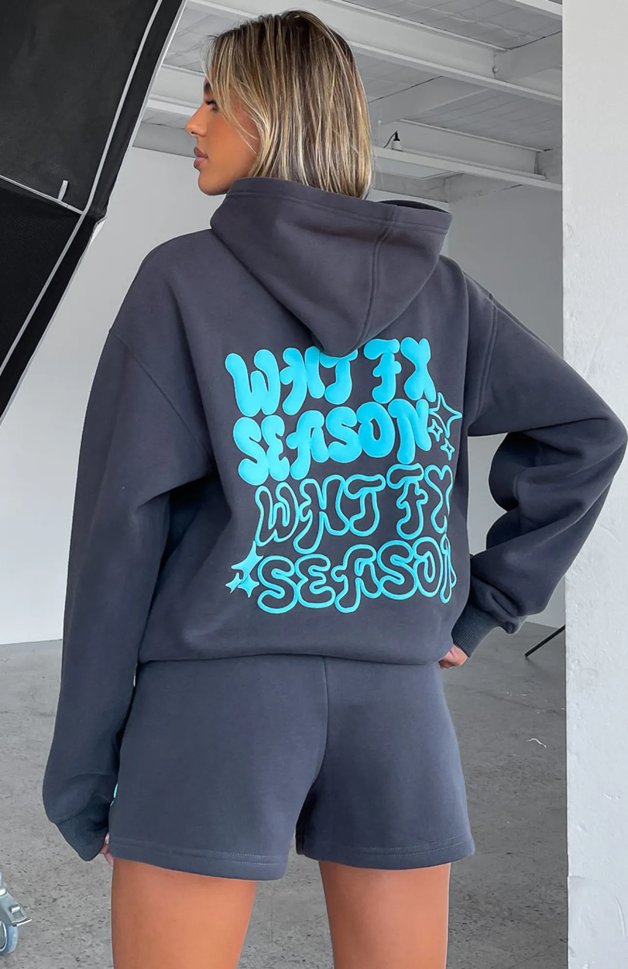 White Fox Boutique Taking Over Oversized Hoodie Charcoal grey New