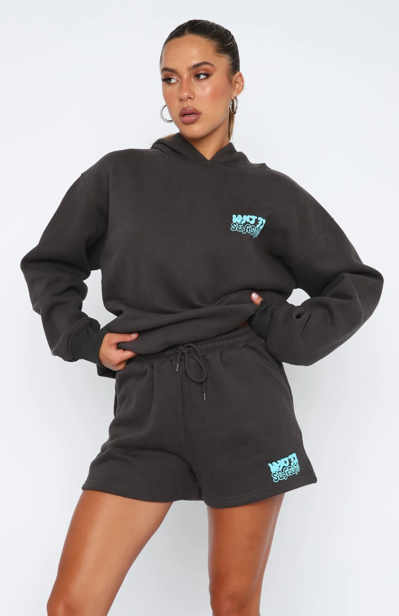 White Fox Boutique Taking Over Oversized Hoodie Charcoal grey New