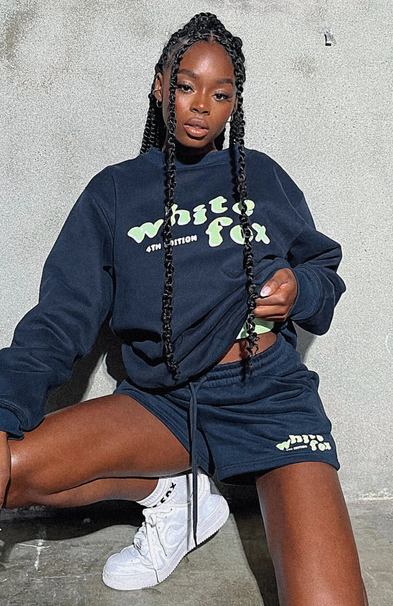 White Fox Boutique 4th Edition Oversized Sweater Midnight blue Cheap