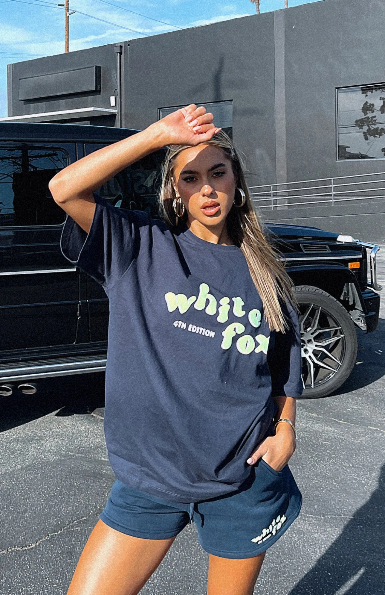 White Fox Boutique 4th Edition Oversized Tee Midnight blue Sale