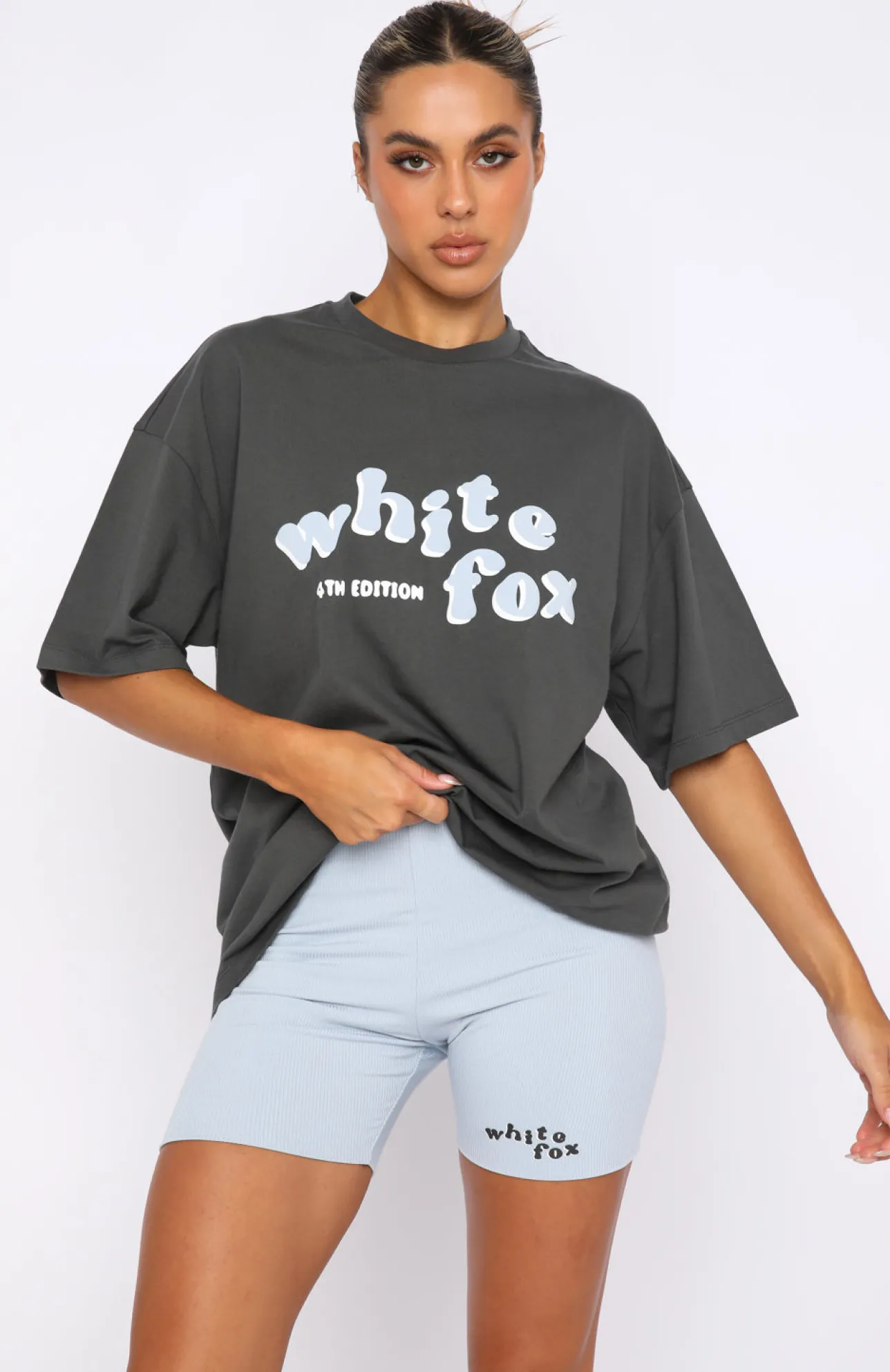 White Fox Boutique 4th Edition Oversized Tee Storm grey Hot