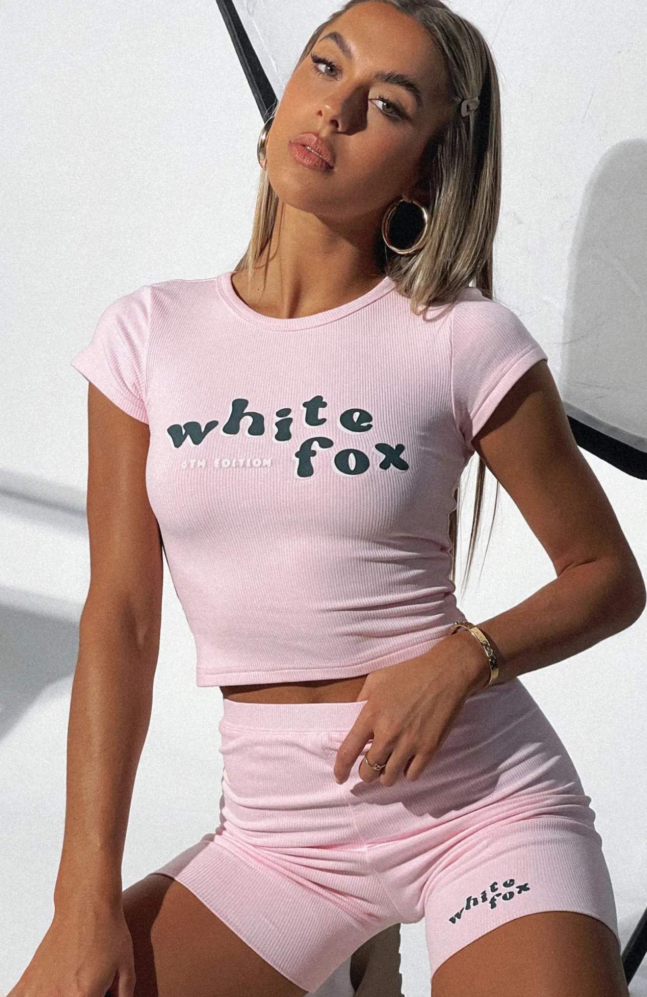 White Fox Boutique 4th Edition Ribbed Baby Tee Valentine pink Best Sale