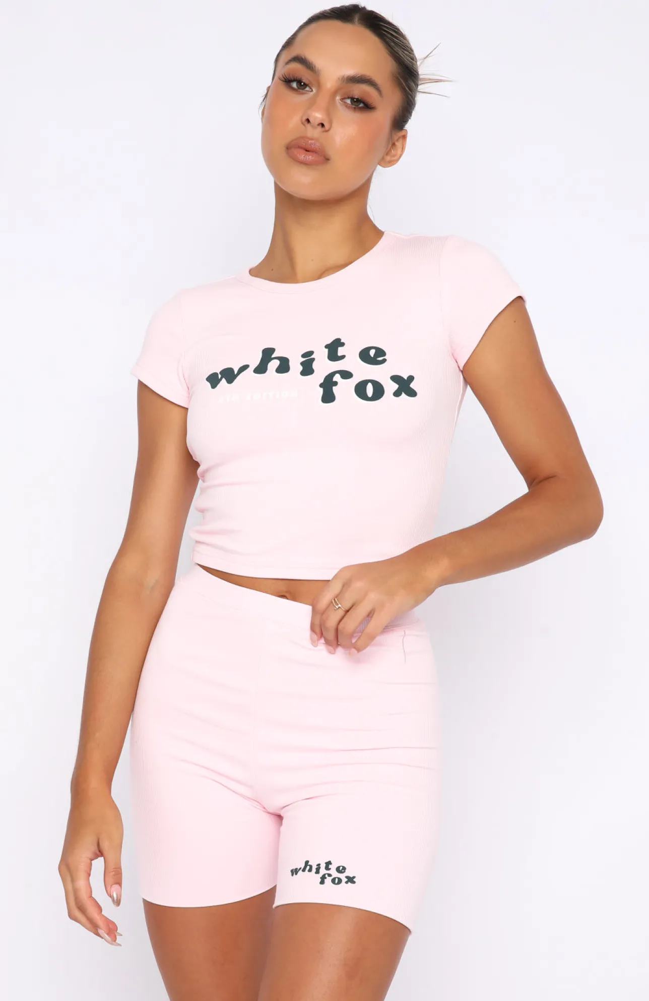 White Fox Boutique 4th Edition Ribbed Baby Tee Valentine pink Best Sale