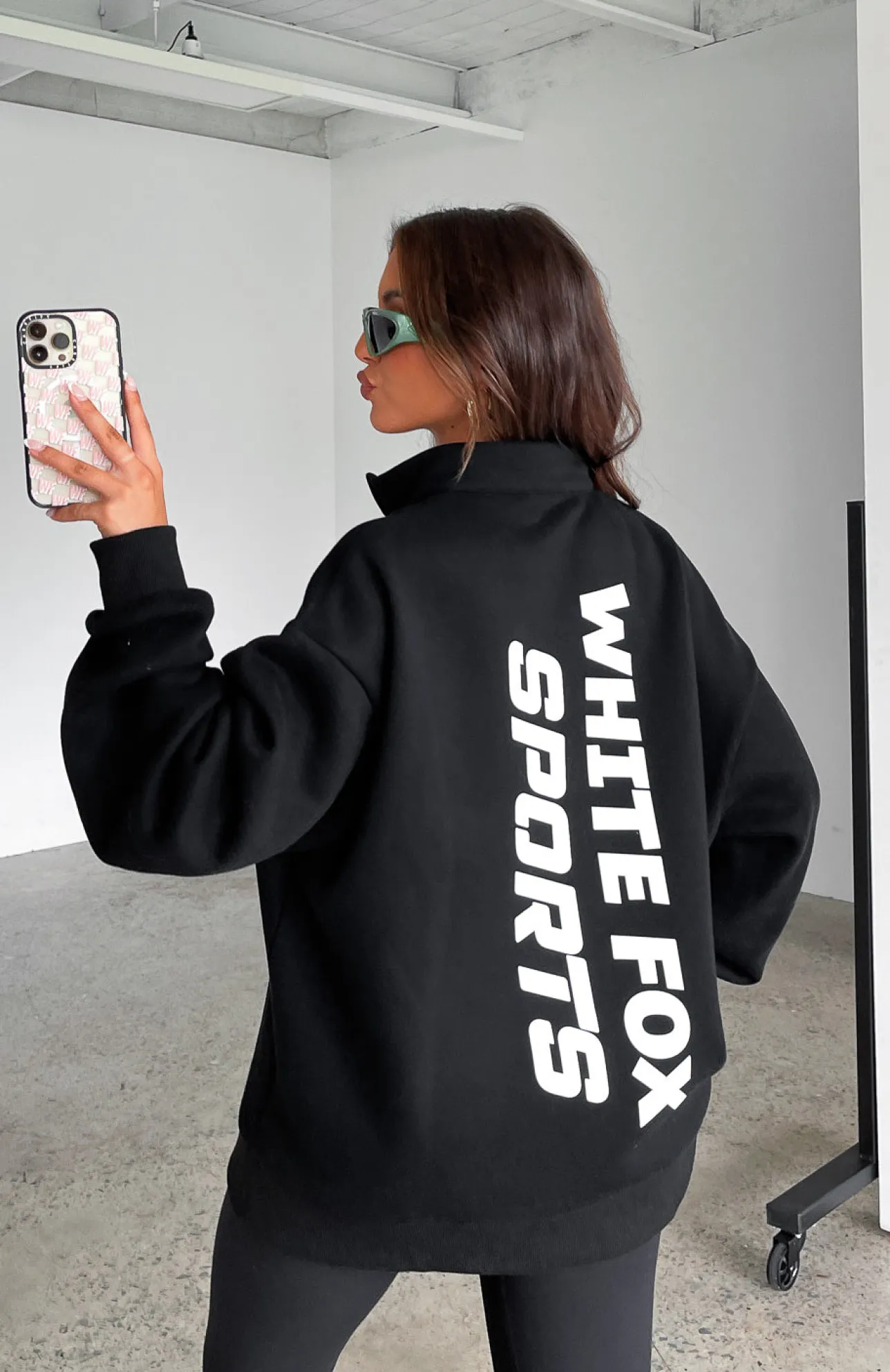 White Fox Boutique The Elite Zip Front Sweater black Cheap