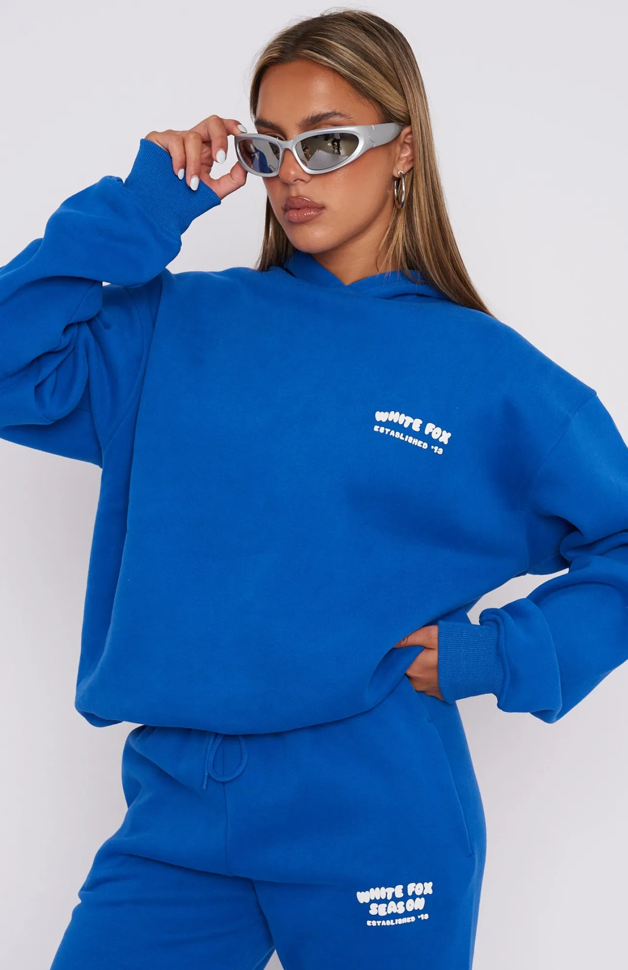 White Fox Boutique The Main Season Oversized Hoodie Electric blue Cheap