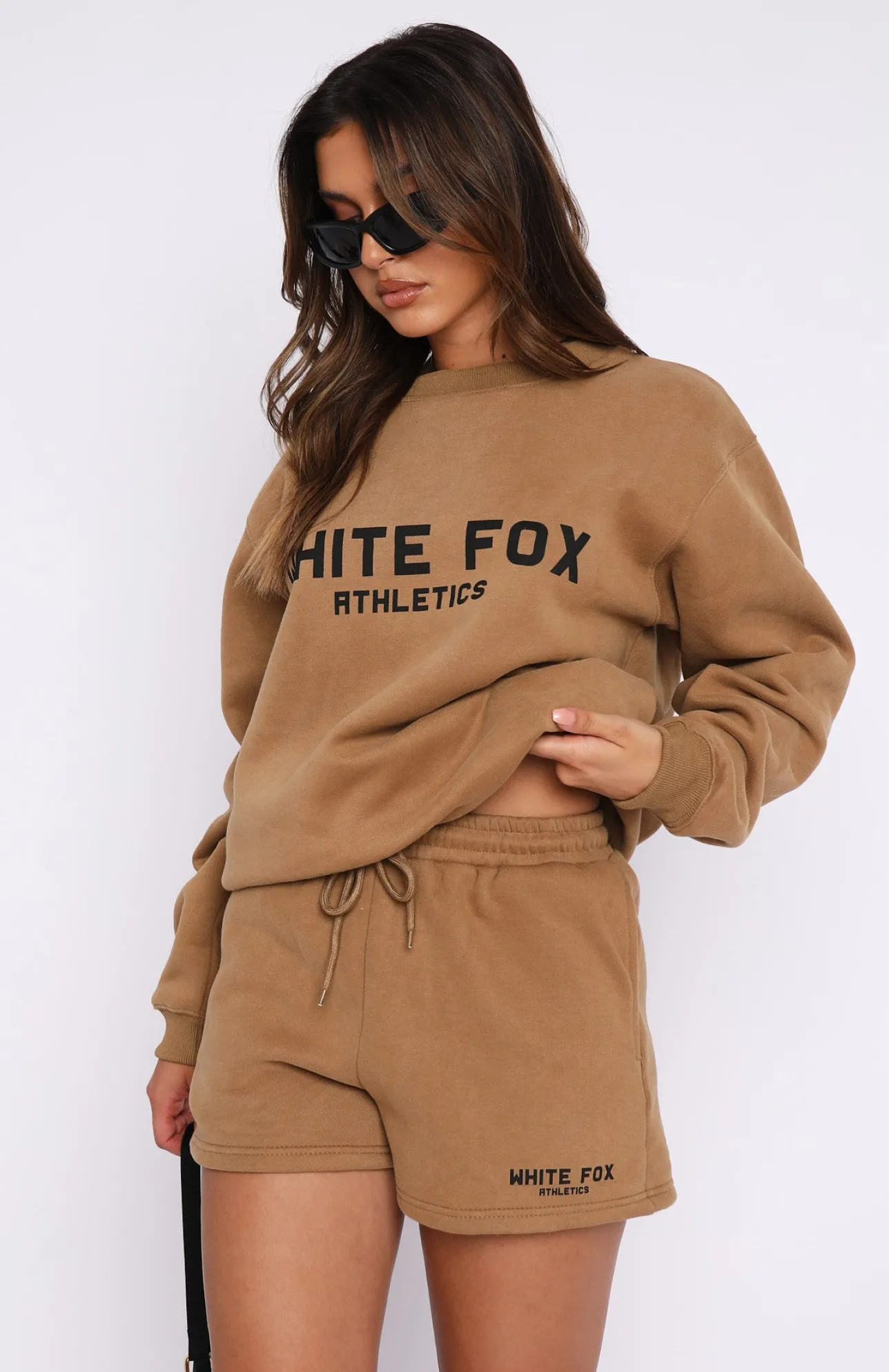 White Fox Boutique The Next Level Lounge Shorts Tan brown Shop