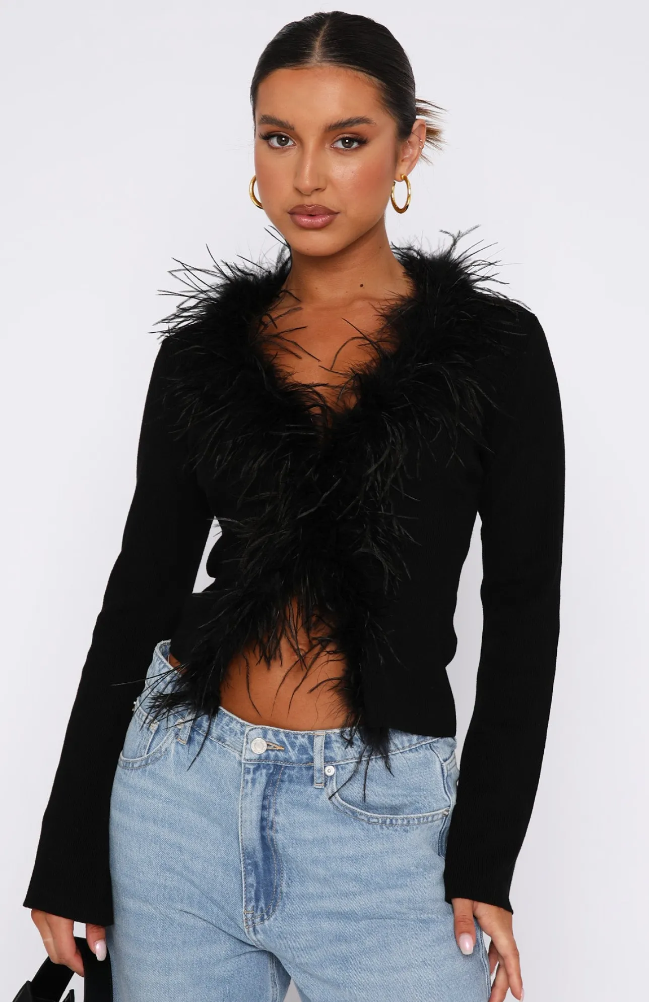 White Fox Boutique The Night Is Young Long Sleeve Top black Best Sale