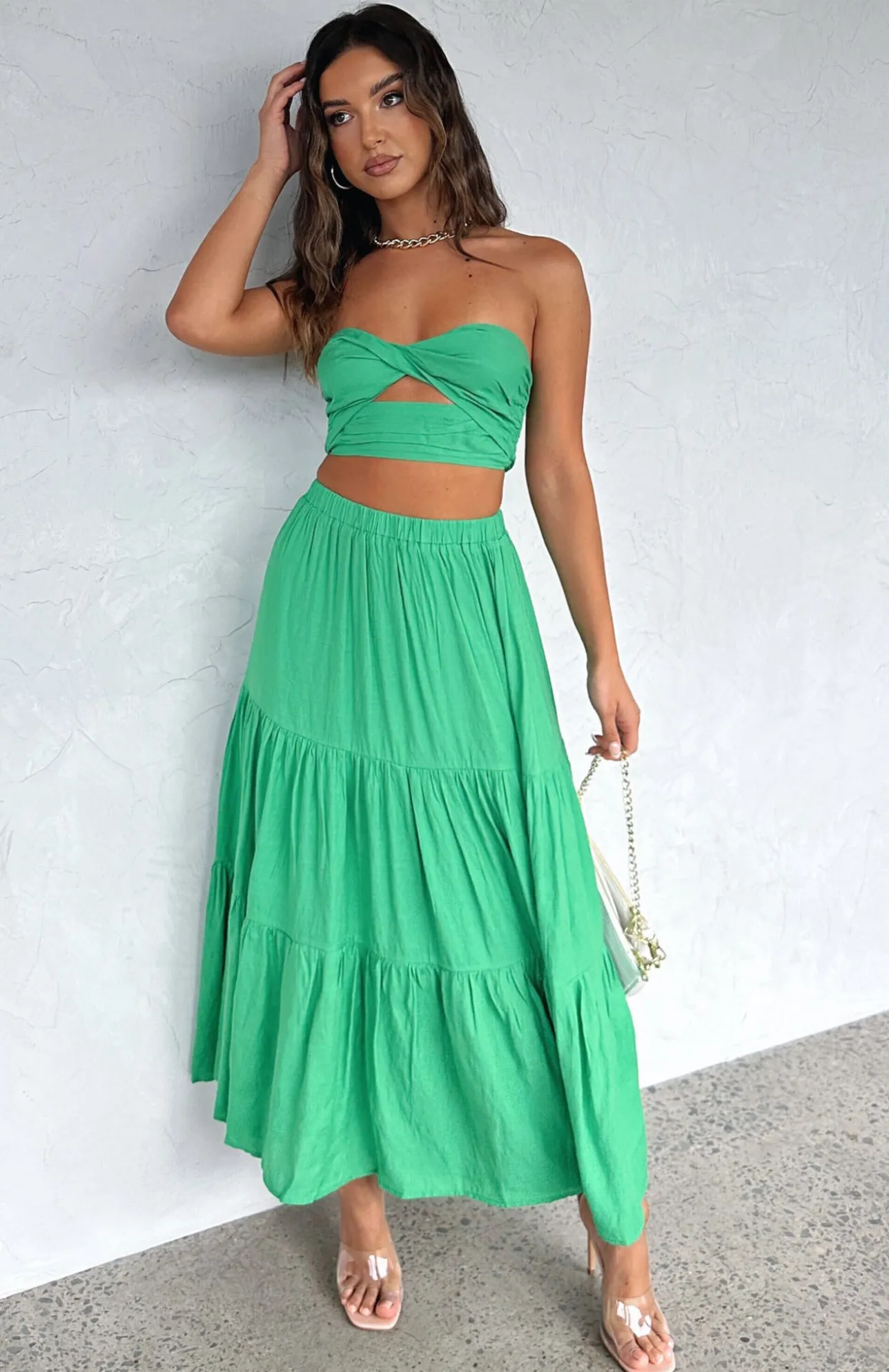 White Fox Boutique The One's You Love Maxi Set Dark green Fashion