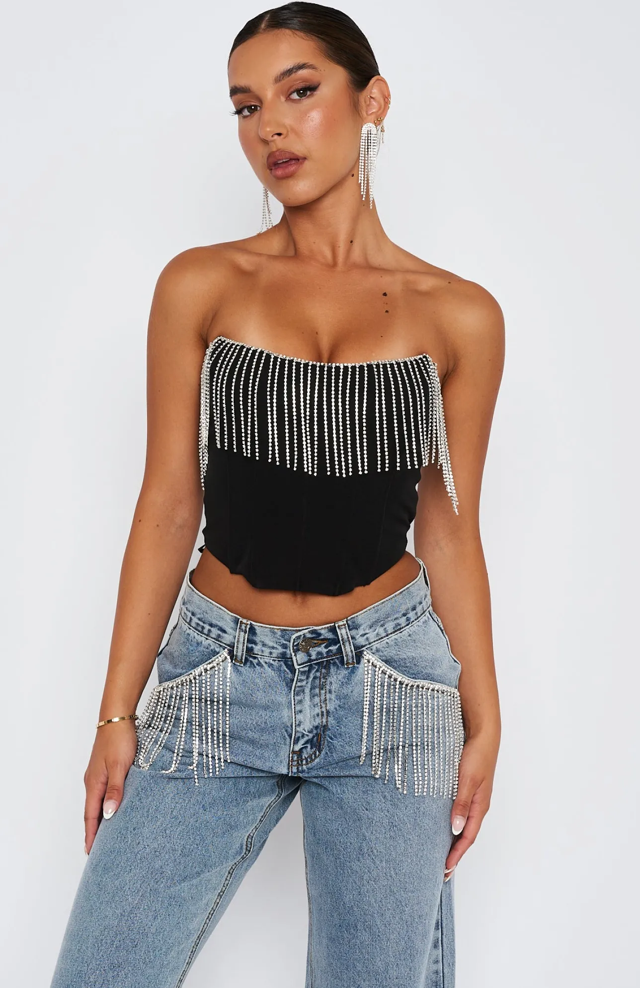 White Fox Boutique The Sweetest Thing Diamante Bustier black New