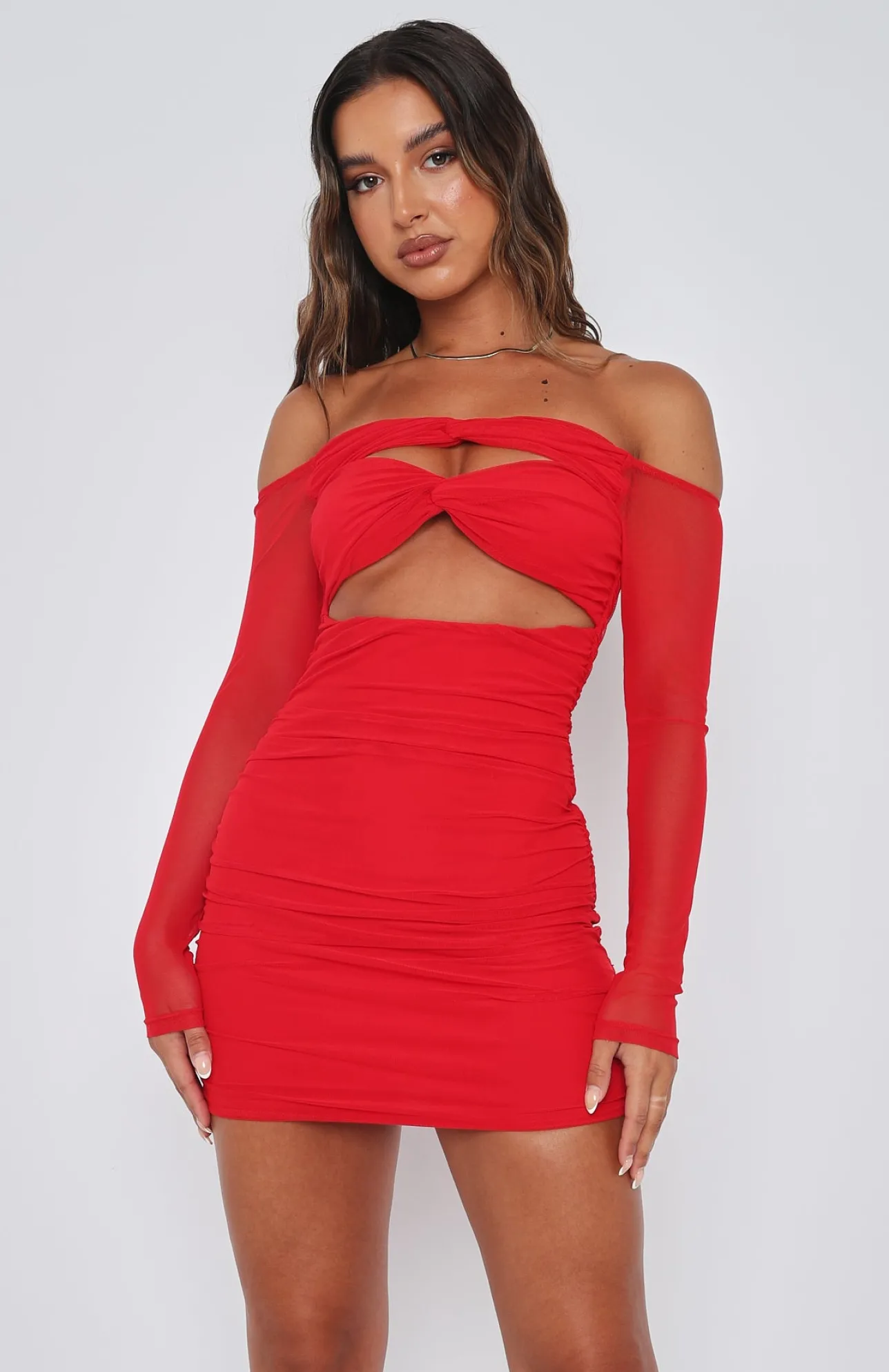 White Fox Boutique This Love Long Sleeve Mini Dress red New