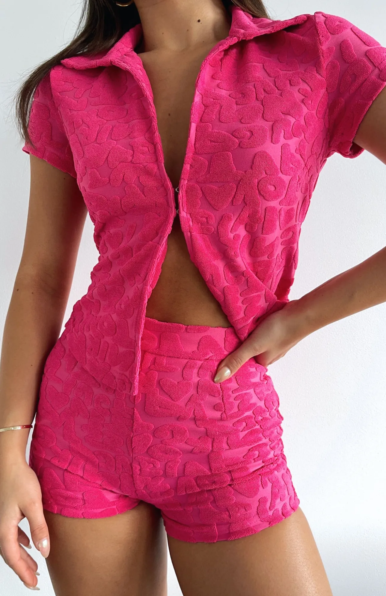 White Fox Boutique Thought After Thought Terry Top Hot pink Discount