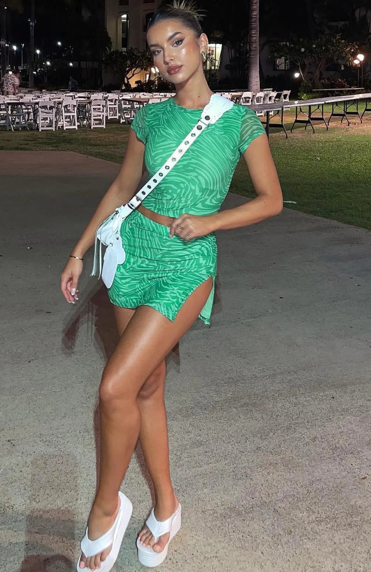 White Fox Boutique Times Like This Mesh Mini Skirt Swirl green Outlet