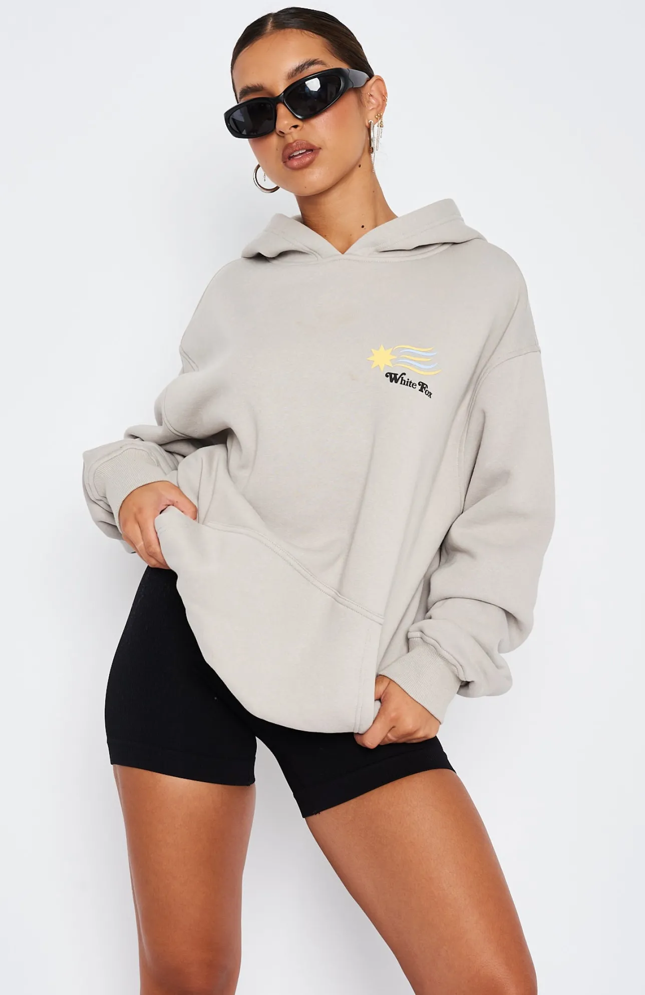 White Fox Boutique To The Moon Oversized Hoodie Lunar grey Store