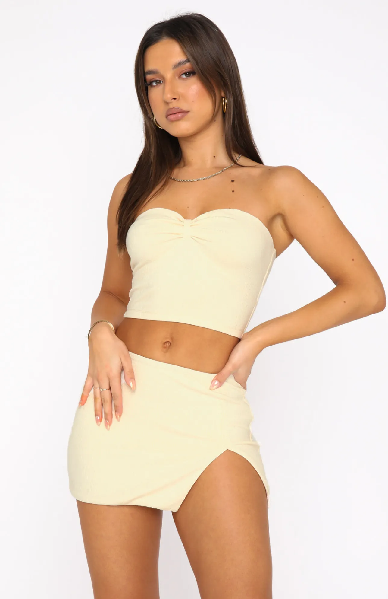 White Fox Boutique Top Rated Strapless Crop Cream white New